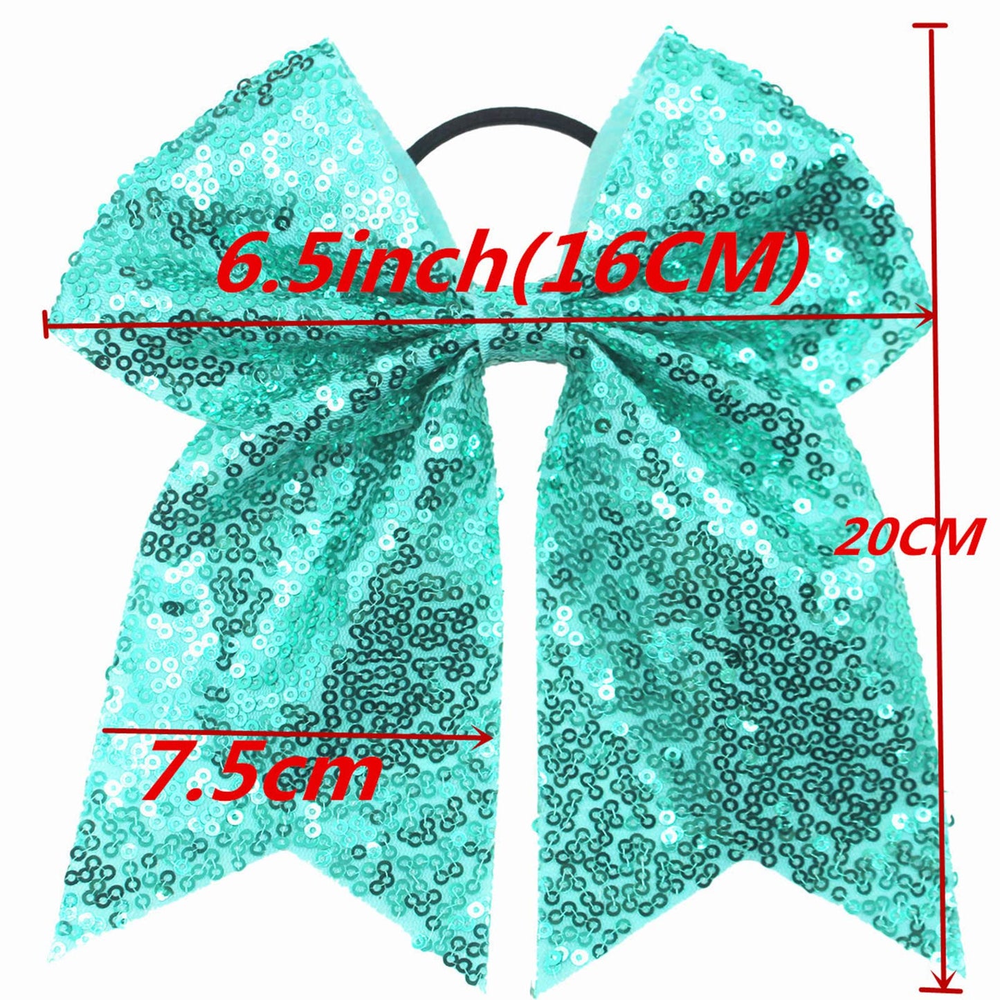 Xansema 6.5 Inches Sequins Hair Bows Elastic Hair Tie Ribbon Large Cheer Bow Ponytail Holder Hair Band for Women Girls Kids Teens (Red)