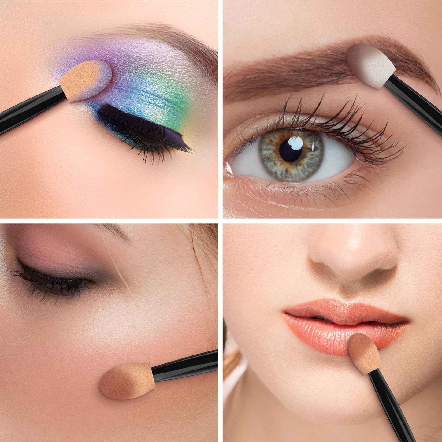 1000 Eye Shadow Applicator Disposable Foam Makeup Brush Sponge Tipped Oval Eyeshadow Applicators Dual Sides Black