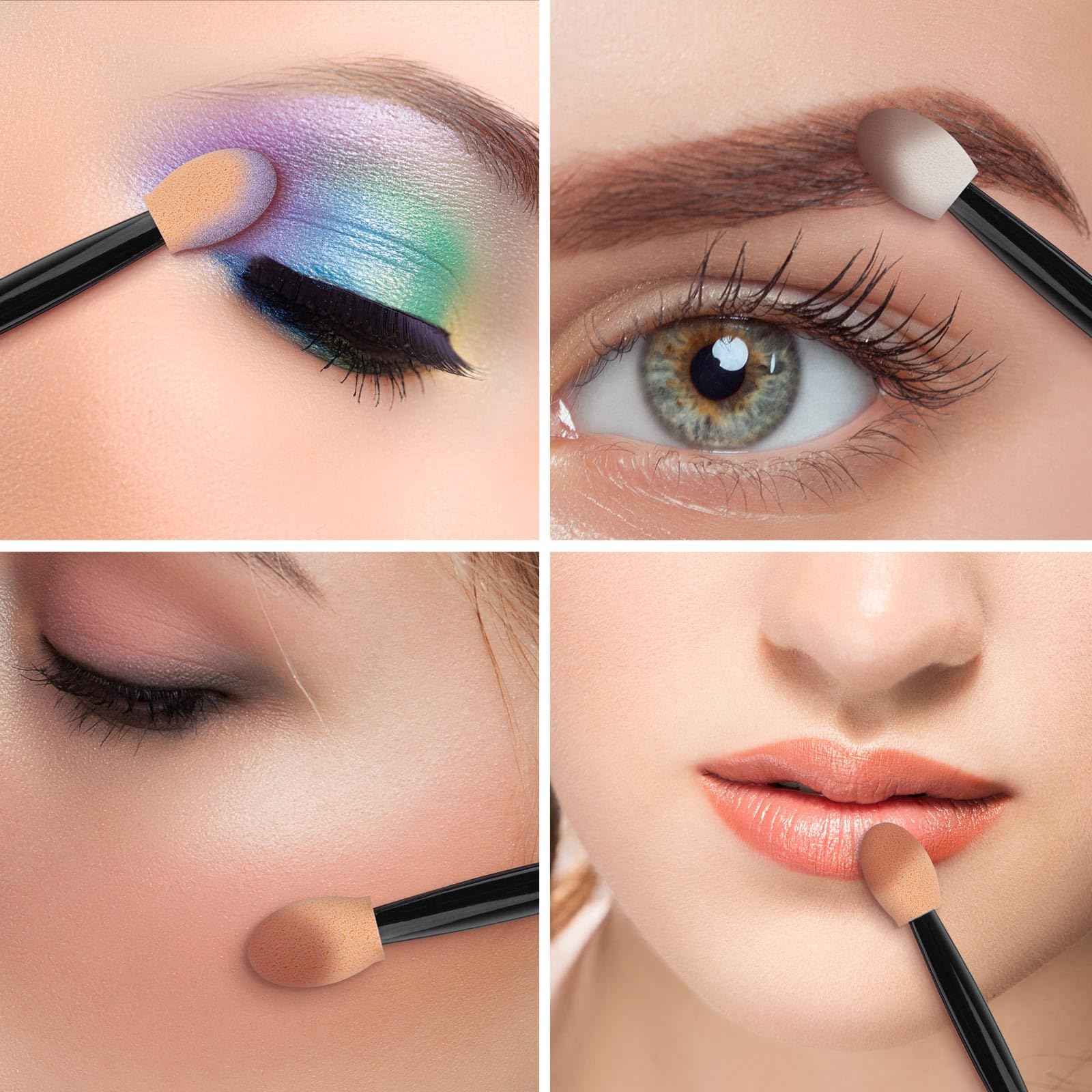 1000 Eye Shadow Applicator Disposable Foam Makeup Brush Sponge Tipped Oval Eyeshadow Applicators Dual Sides Black