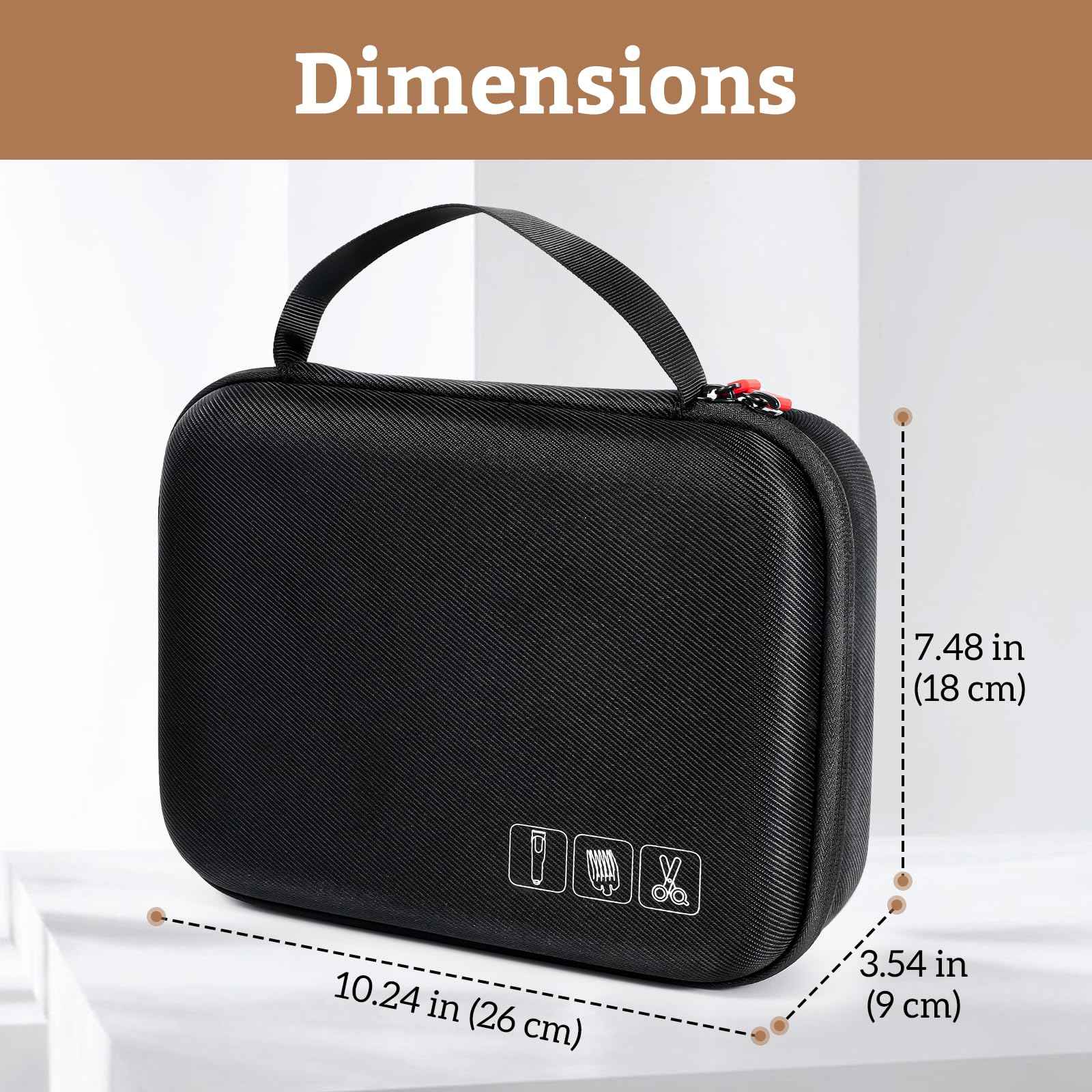 ProCase Hard Travel Case for Hair Clippers, Hair Cutting Barber Supplies Holder, Trimmer Organizer Storage Bag for Hatteker/Oneisal/Wahl 5Star/Andis Men Razor Guard Grooming Kits -Black