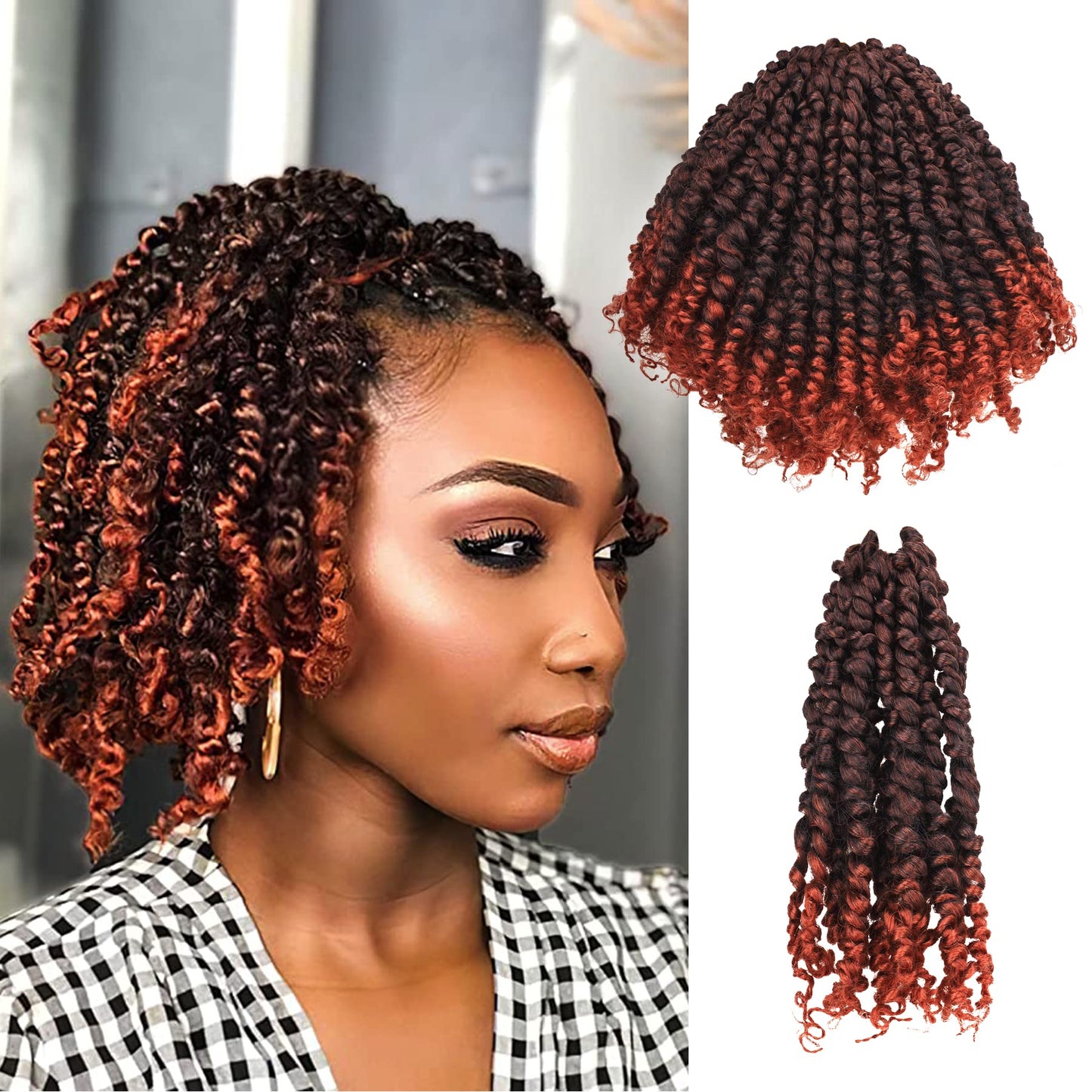 Miss Sula Passion Twist Hair-Pre-twisted Passion Twists,Pre-Looped Crochet Braids Made Of Bohemian Hair Synthetic Braiding Hair Extensions (6 Inch(Pack of 8), T1B/350)