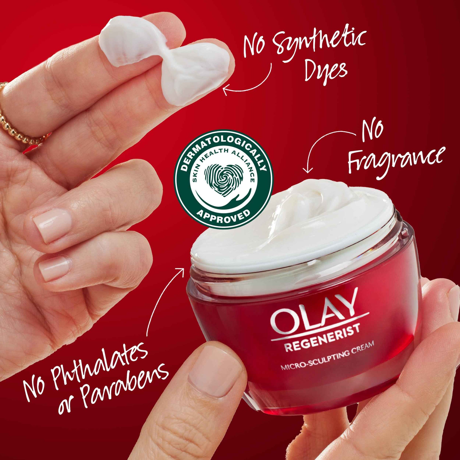 Olay Face Moisturizer, Regenerist Micro-Sculpting Cream for Women, Fragrance-Free - Hydrating, Anti-Aging, Anti-Wrinkle, Firming Skin Care - Hyaluronic Acid, Niacinamide, Amino Peptides, 1.7 Oz