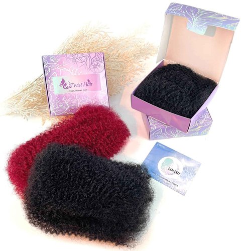 16 Inch Afro Kinky-Curly Human Hair Bundles Black Human Kinkycurly Bulk for Twist Afro Kinkys Bulk Human Hair for Mini Twist,Repair Locs, Dreadlock Extensions