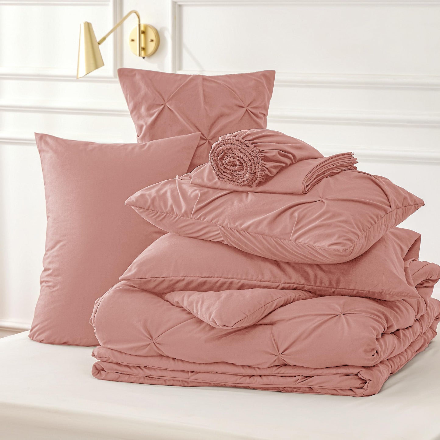 Bedsure Twin Comforter Set with Sheets - 5 Pieces Twin Bedding Sets, Twin Bed in a Bag with Comforter, Sheets, Pillowcase & Sham (Dusty Pink)