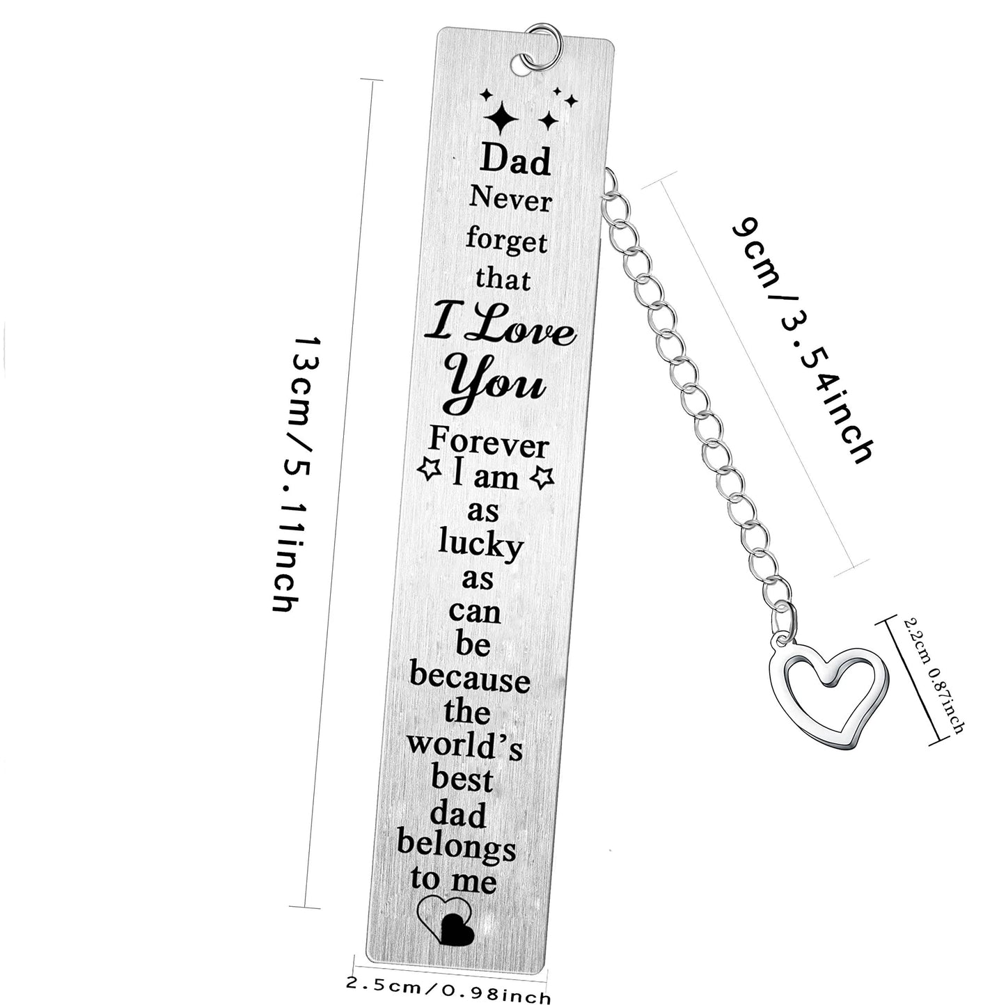 Dad Bookmarks Dad Fathers Day Birthday Christmas Gifts from Daughter Son Father Metal Bookmark Present I Love You Daddy Book Lover Gift