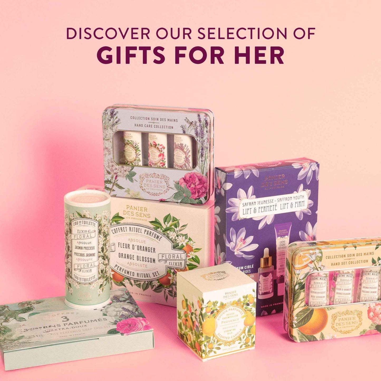 Panier des Sens - Bar Soap Gift Set for Women - Cotton, Rose, Lavender Soap Bars - & Birthday Gifts for Her - Hand & Body Soap Bars with Shea Butter - 97% Natural Ingredients - 3x3.5oz