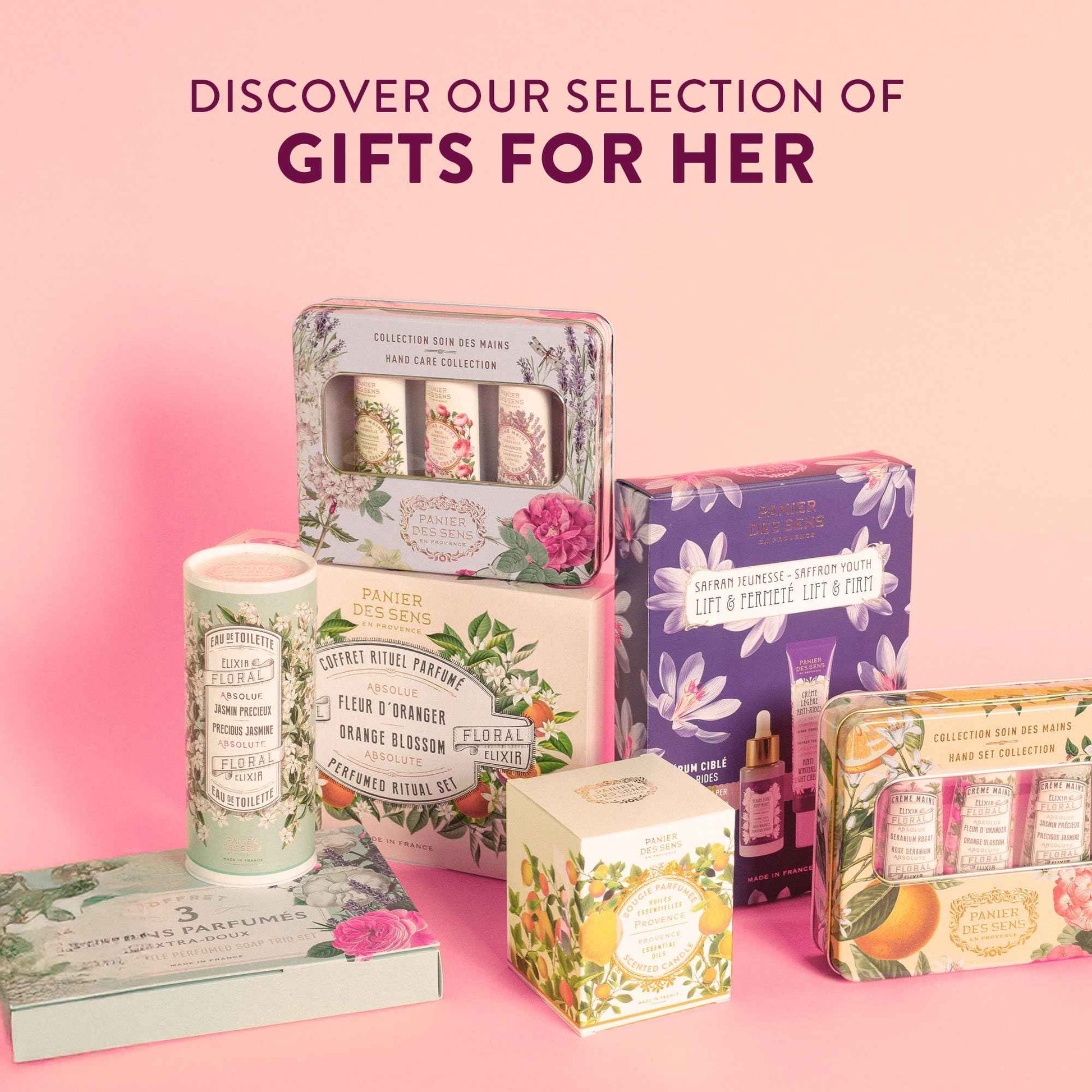 Panier des Sens - Bar Soap Gift Set for Women - Cotton, Rose, Lavender Soap Bars - & Birthday Gifts for Her - Hand & Body Soap Bars with Shea Butter - 97% Natural Ingredients - 3x3.5oz