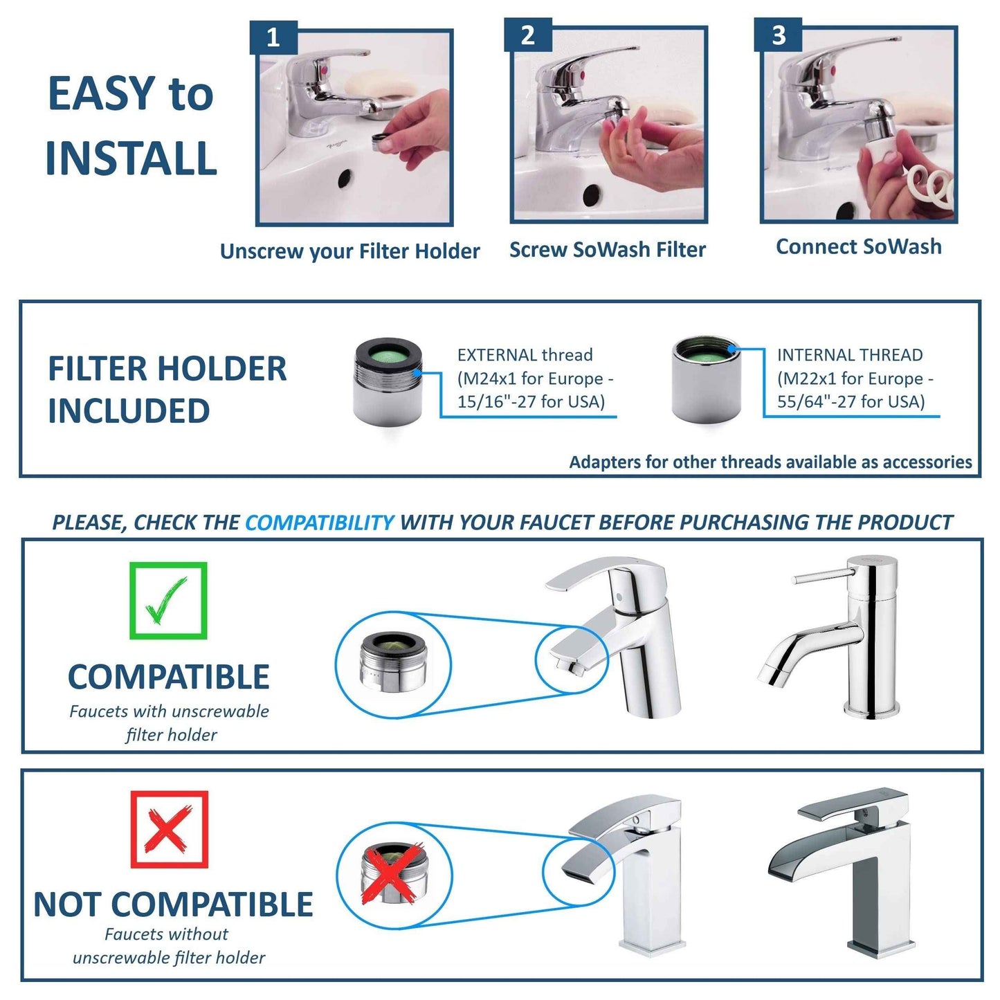 Water Flosser SOWASH VORTICE, Faucet Oral Irrigator Dental Water Floss, It Connects Directly to The Faucet, Non-Electric Dental Irrigator, with Vortice Tip (Int. Pat.), Italian Product