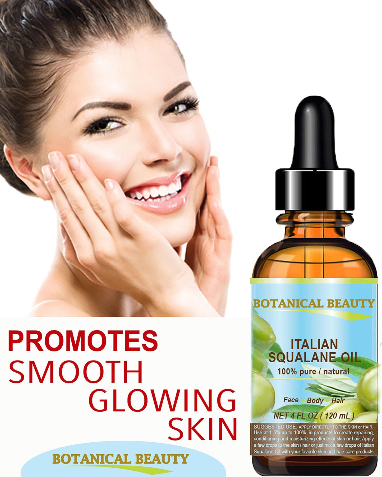 Botanical Beauty SQUALANE Italian Olive. 100% Pure Natural Undiluted Oil. 2 fl.oz- 60ml. 100% Ultra-Pure Moisturizer for Face, Skin, Body, Hair. Reliable 24/7 skincare protection