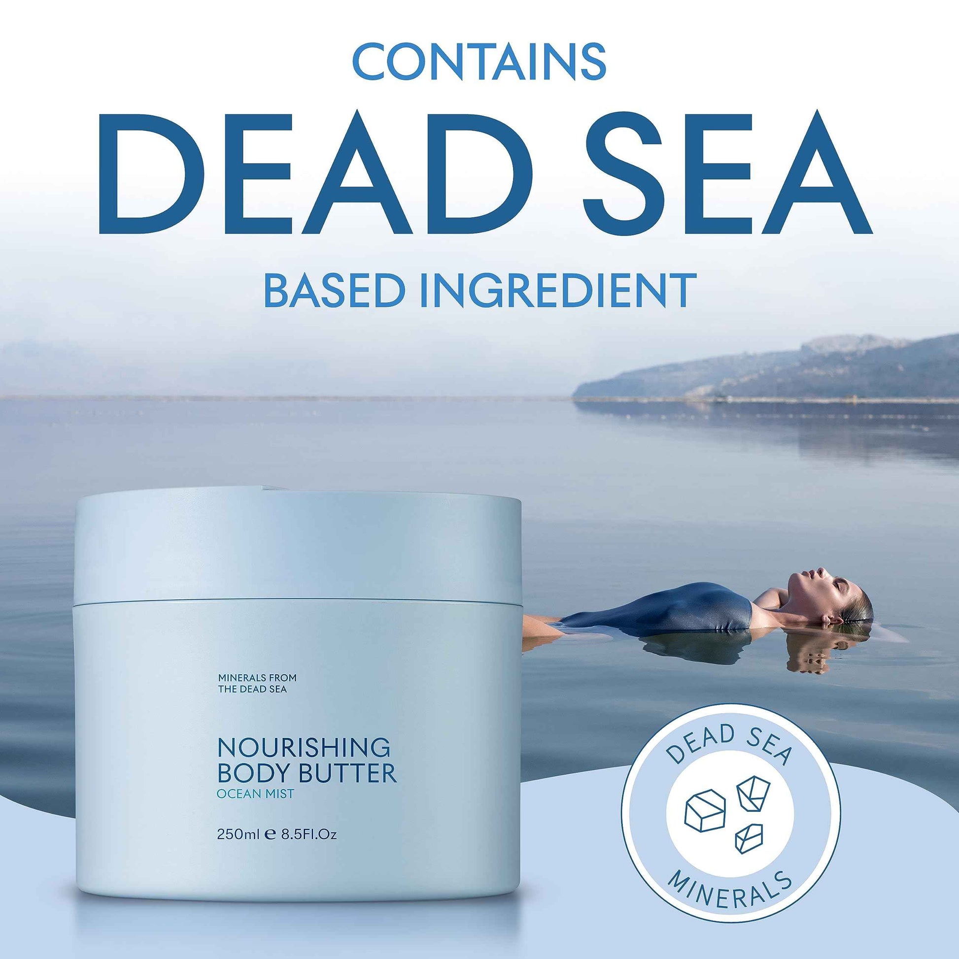 SEACRET OCEAN MIST BODY BUTTER: Hydrating Body Moisturizer Cream with Shea and Cocoa Butter, Vitamins E & C, and Dead Sea Minerals for All Skin Types, 8.5 FL. OZ, Ocean Mist