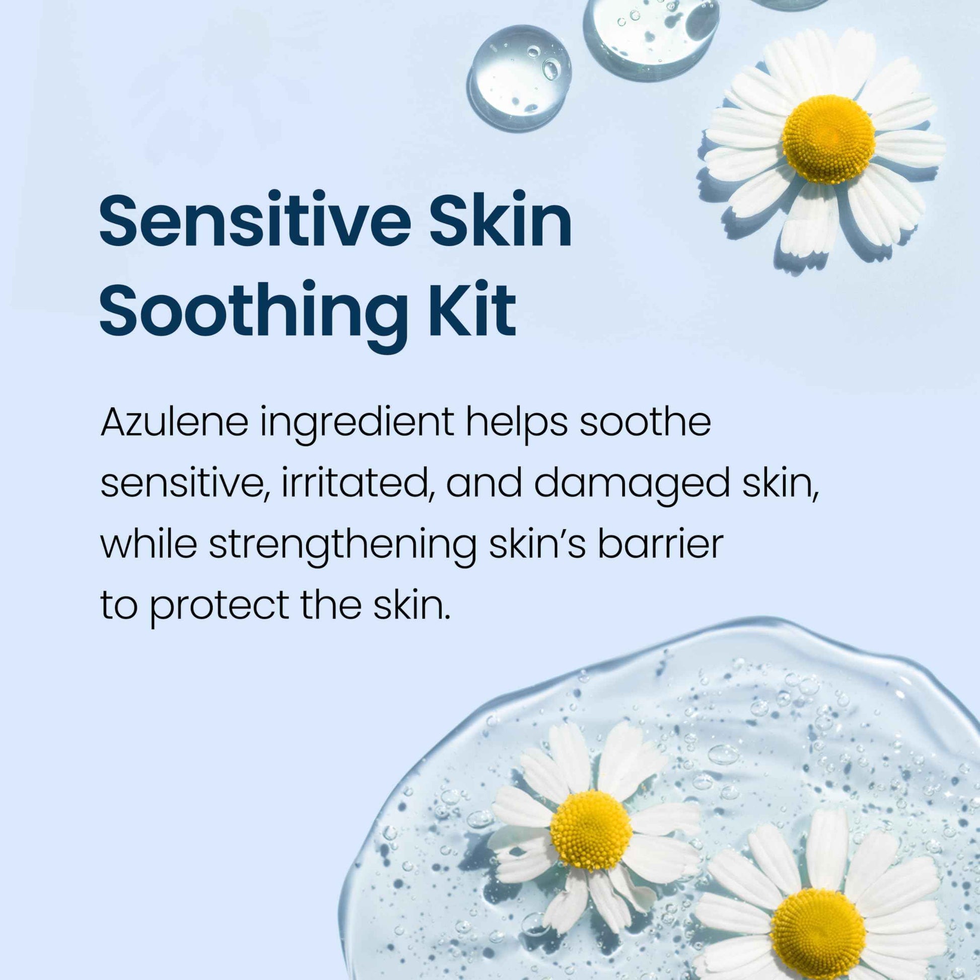 SURMEDIC AZULENE Soothing Trial Kit, Korean Skincare, Airplane-Friendly Travel Size Mini Set, Facitl Kit Gift for Women with Moisturizer, Cleanser, Toner, Ampoule, Cream