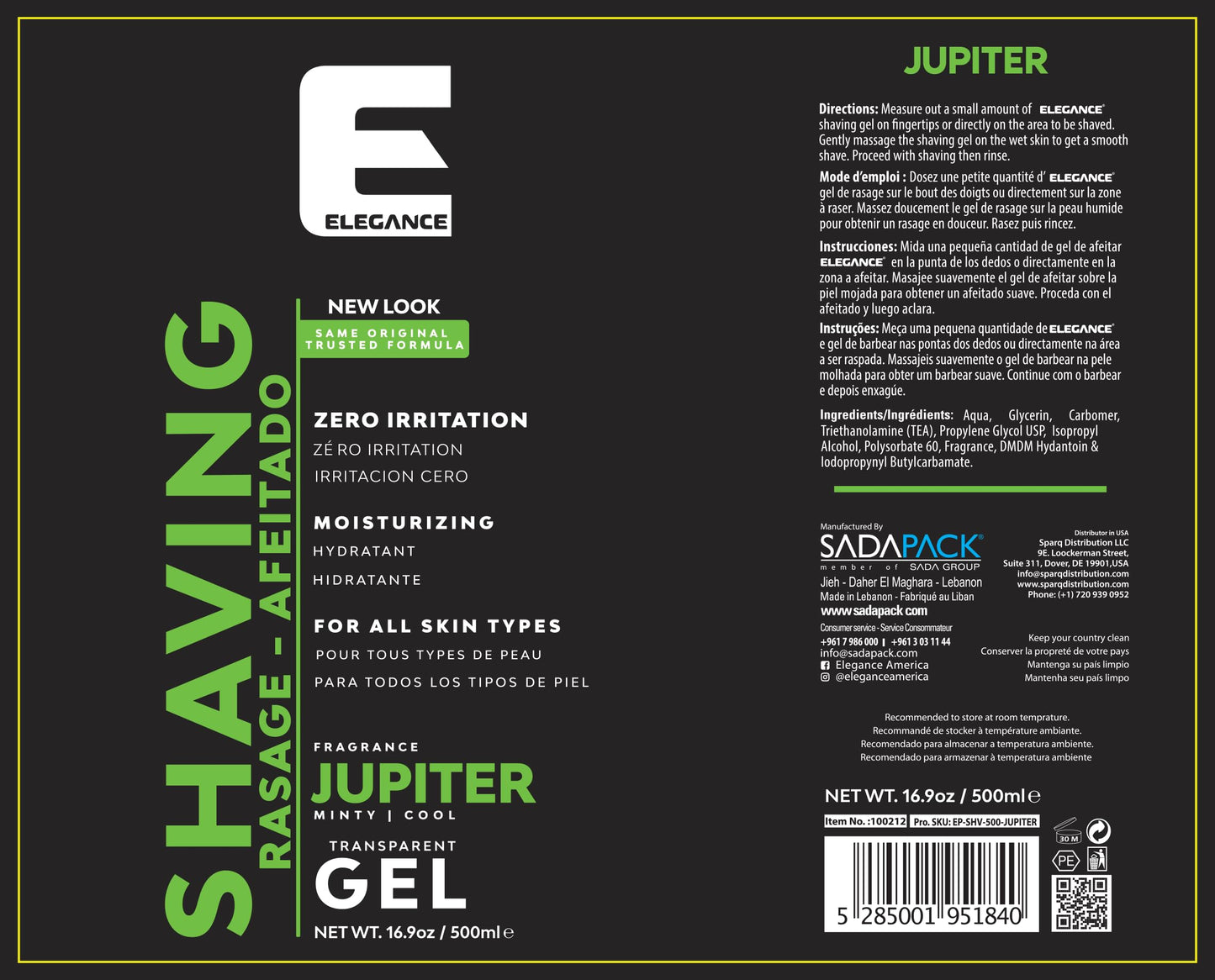 E Elegance Barber Accessories - Transparent Shaving Gel For Men Or Women, Minty/Cool Jupiter Fragrance - The Ultimate Shaving Solution For A Smooth, Irritation-Free Experience, 16.9 Oz