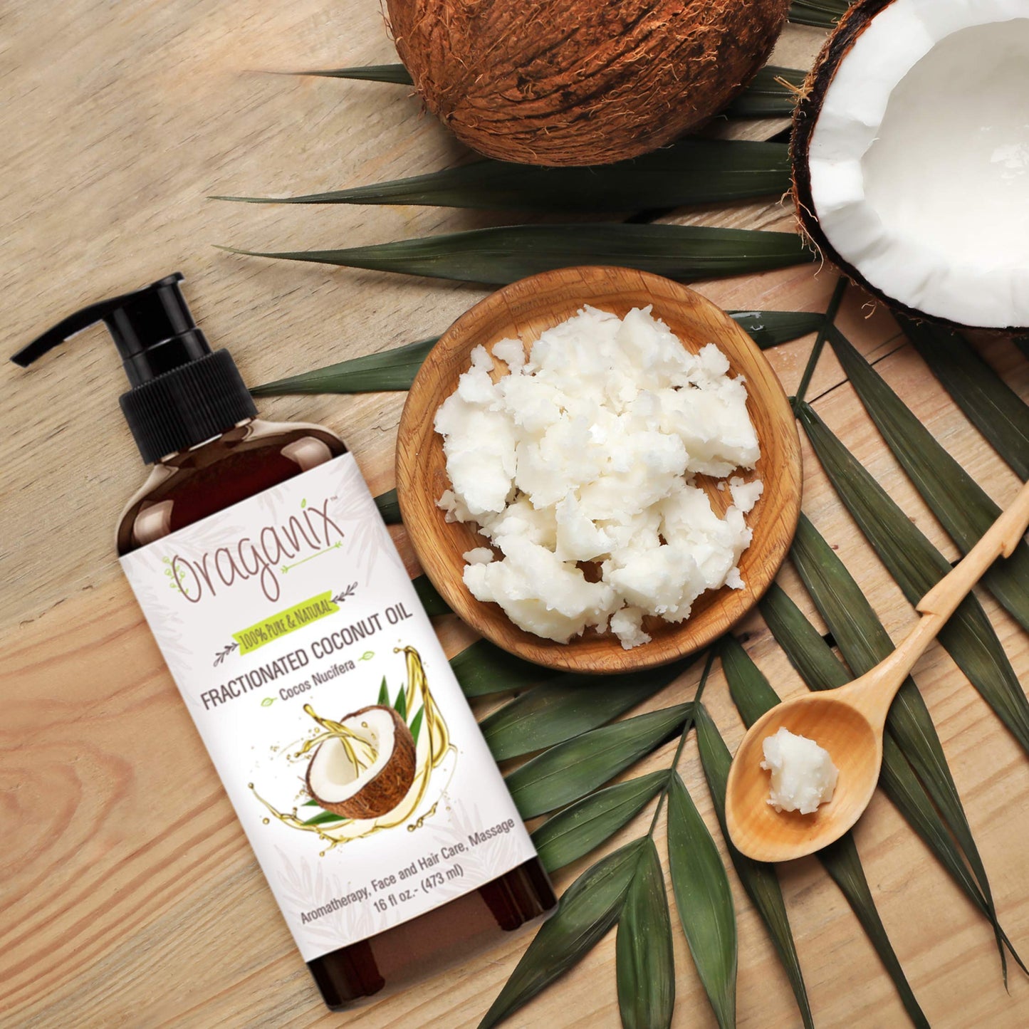 Oraganix Fractionated Coconut Oil - 100% Pure & Natural (16oz Bottle) - Carrier Oil for Essential Oils, Aromatherapy, Massage Oil or Skin Care