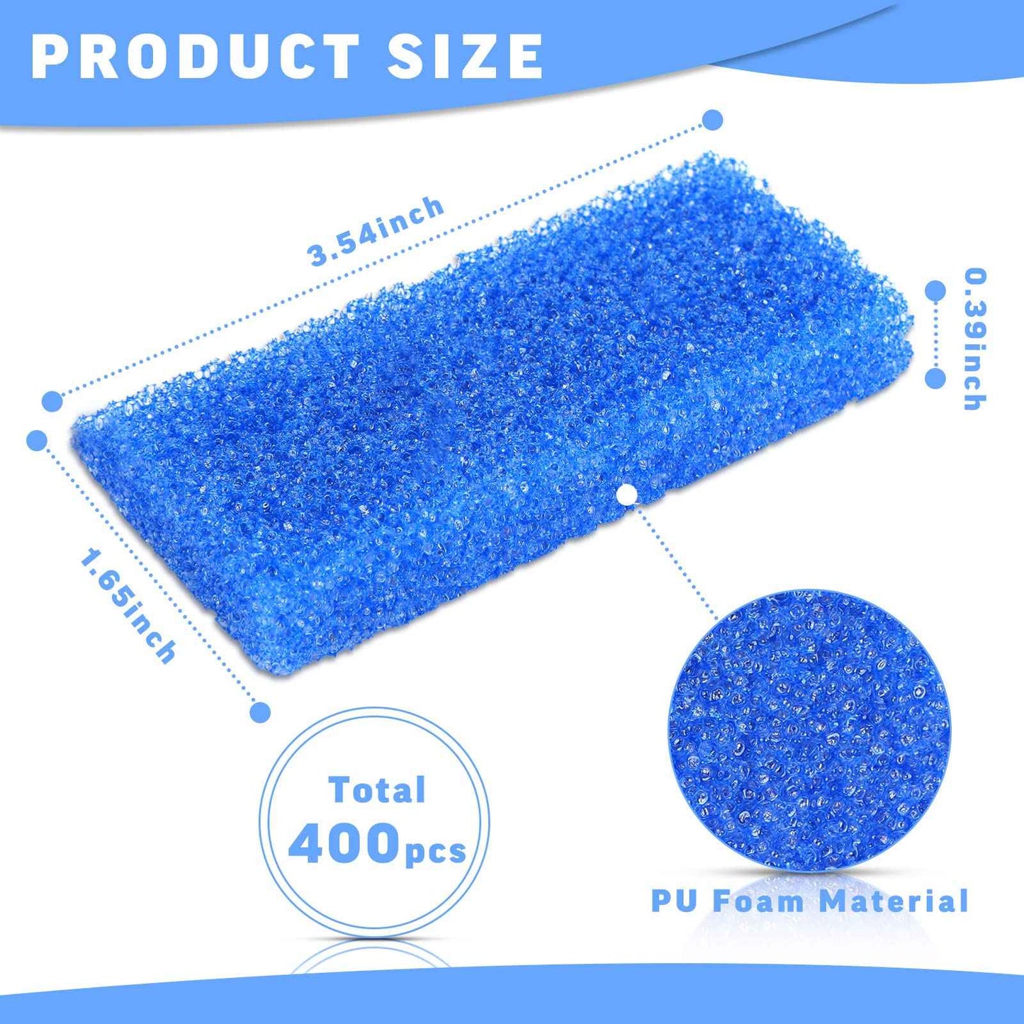 Therwen 400 Pcs Disposable Pumice Stone for Feet Blue Foot Scrubber Dead Skin Callus Remover for Salon Spa Home