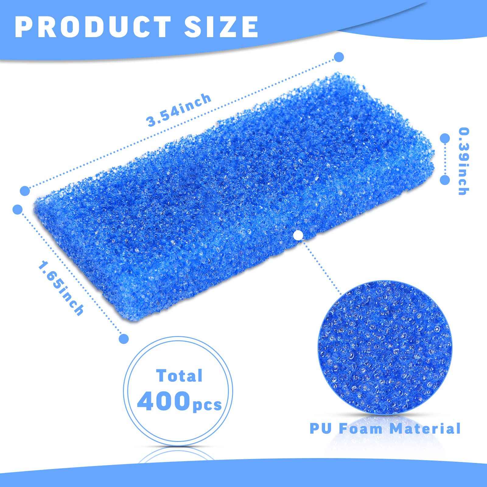Therwen 400 Pcs Disposable Pumice Stone for Feet Blue Foot Scrubber Dead Skin Callus Remover for Salon Spa Home