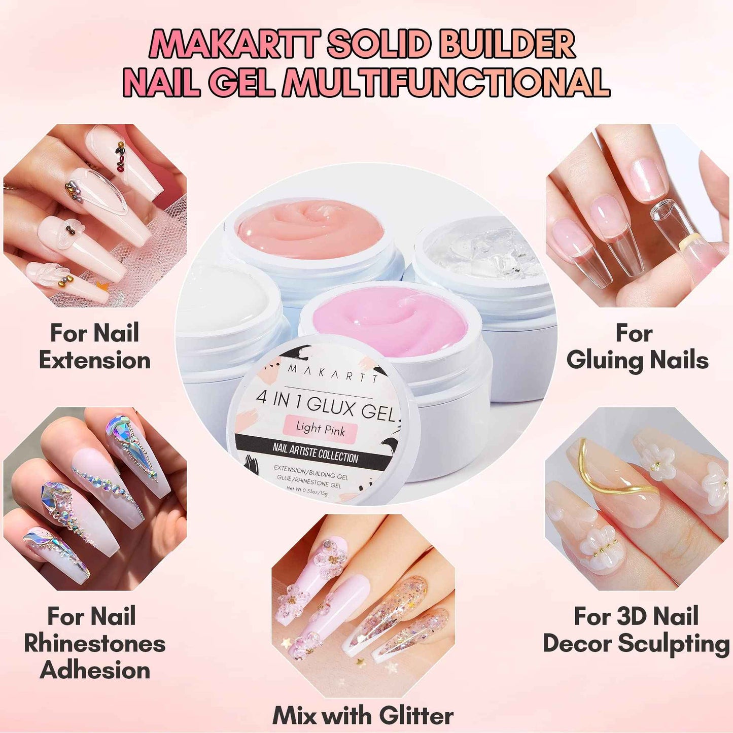 Makartt Acrylic Nail Stand Nail Practice Stand Magnetic Nail Tips Practice Bundle with Makartt Solid Builder Nail Gel Kit for Nail Extension,All in One Hard Gel