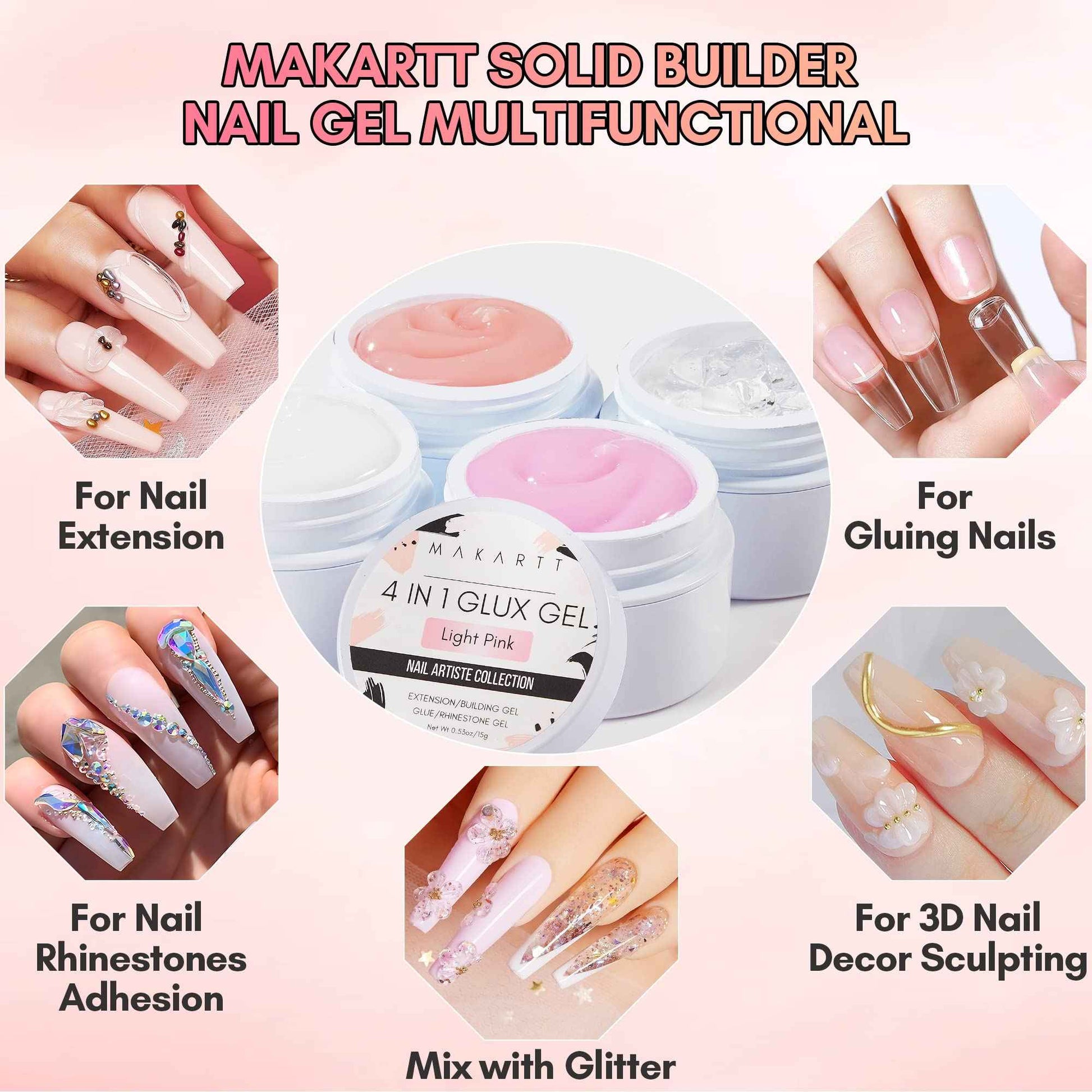 Makartt Acrylic Nail Stand Nail Practice Stand Magnetic Nail Tips Practice Bundle with Makartt Solid Builder Nail Gel Kit for Nail Extension,All in One Hard Gel