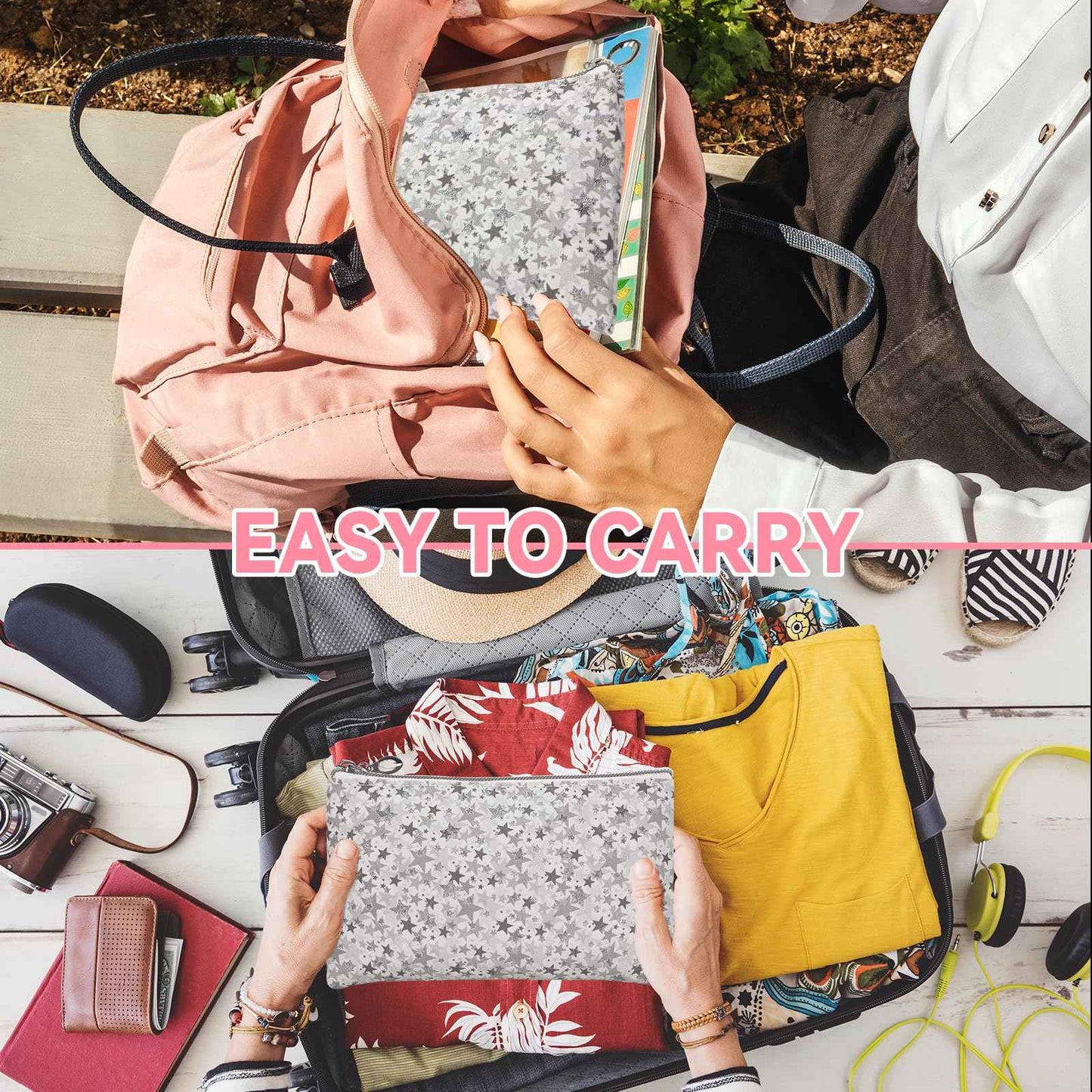 YedsIntu 12 Pieces Cosmetic Bag for Women, Makeup Bags with Zipper Waterproof Travel Toiletry Pouch, Cosmetic Packing Accessory Organizer (Grey)