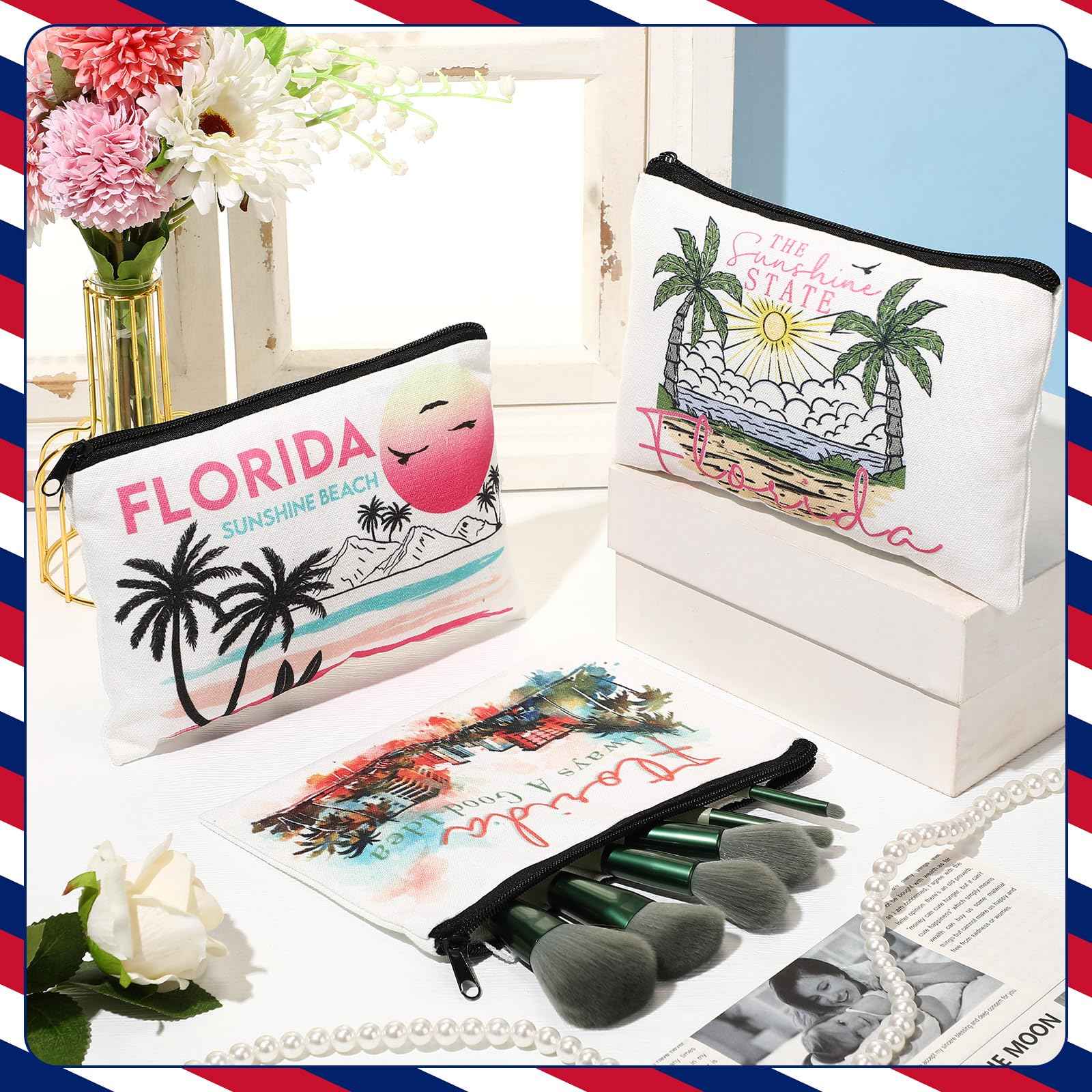 Reginary 6 Pcs City Souvenirs Gifts New York Italy Chicago Seattle Los Angeles Florida San Francisco Souvenir Tote Bag (Florida)