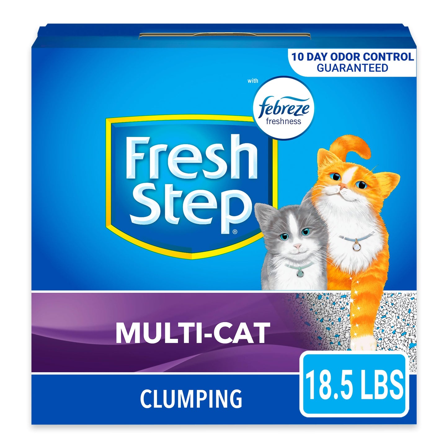 Fresh Step Clumping Cat Litter, Multi-Cat, Advanced Long Lasting Odor Control Kitty Litter with Activated Charcoal, Low Dust Formula, 18.5 lb