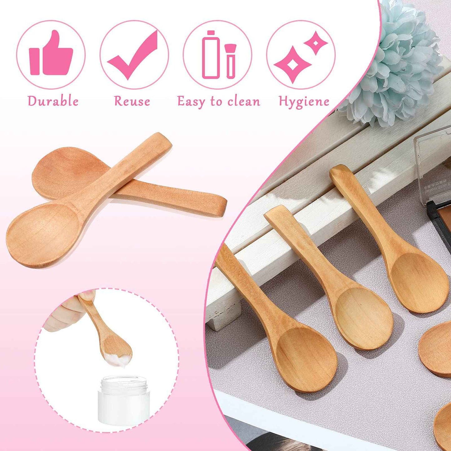 36 Pieces Small Wooden Spoons Wooden Makeup Spatulas Cosmetic Spoons Mini Nature Beauty Scoop for Women Girls Mixing Makeup, Facial Cosmetic, Skin Care