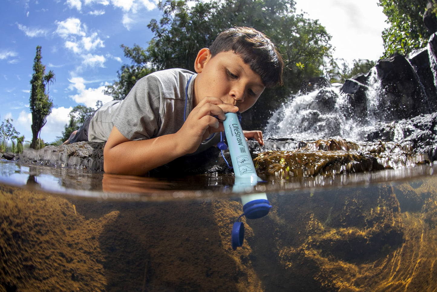 LifeStraw Personal Water Filter for Hiking, Camping, Travel, and Emergency Preparedness, 2 Pack, Blue