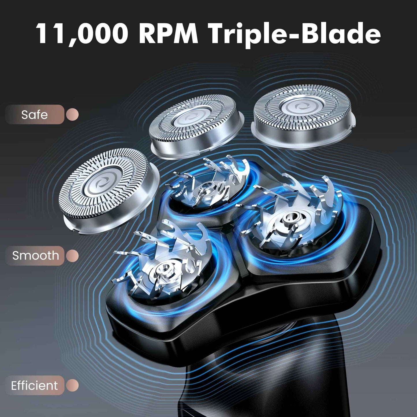 Electric Razor for Men Flynth 3-in-1 Cordless Shaver 3-Blade Rotary Shavers Wet/Dry for Beard Nose & Face, IPX7 Waterproof Fast Charge Travel Trimmer Grooming Set