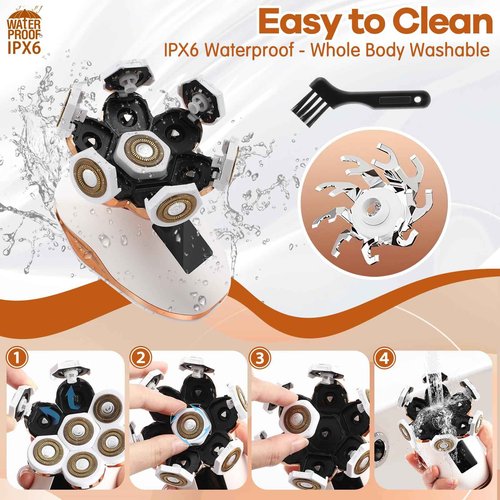 Electric Razor for Women, 7D Facial Hair Removal, 5-in-1 Wet/Dry Bikini Trimmer, Electric Shaver for Women, Rechargeable Face Shaver for Arms Legs Armpit Pubic Area, Painless Womens Grooming Kit