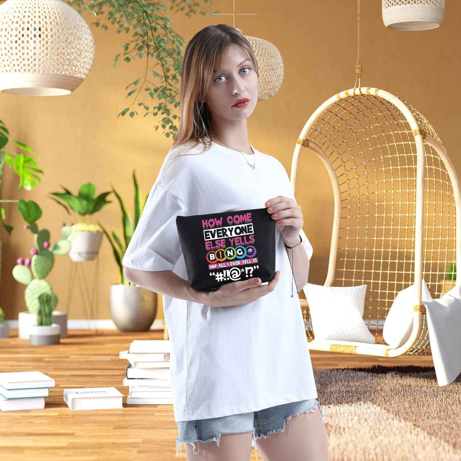 WCGXKO Funny Player Gift Lucky Bag Game Lover Zipper Pouch Makeup Bag (HOW COME)