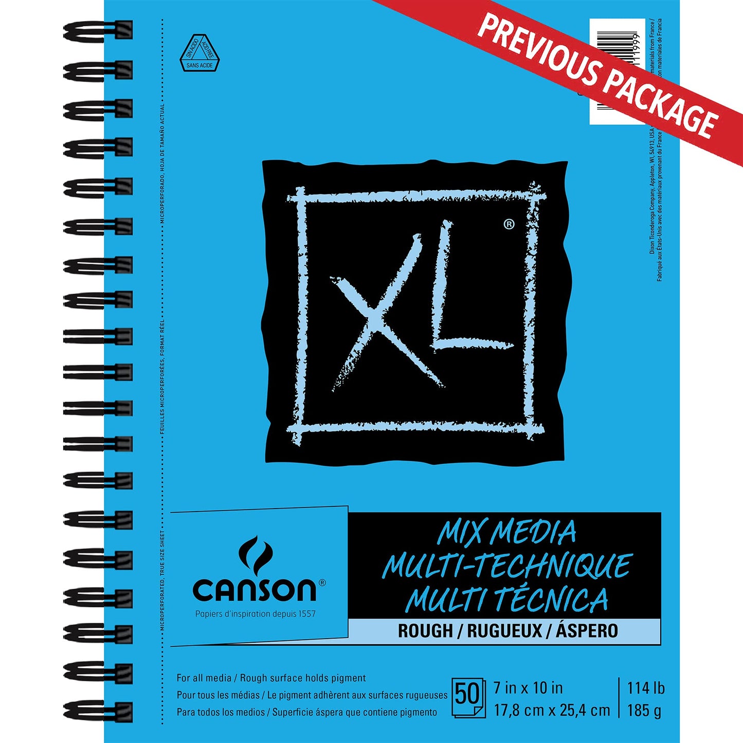 Canson XL Series Mixed Media Pad, Rough Texture, Side Wire, 7x10 inches, 50 Sheets – Heavyweight Art Paper for Watercolor, Gouache, Marker, Painting, Drawing, Sketching