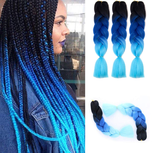 Braiding Hair Synthetic Ombre Hair Braiding High Temperature Fiber Crochet Twist Braids (24", 3 pcs Black+purple+magenta)