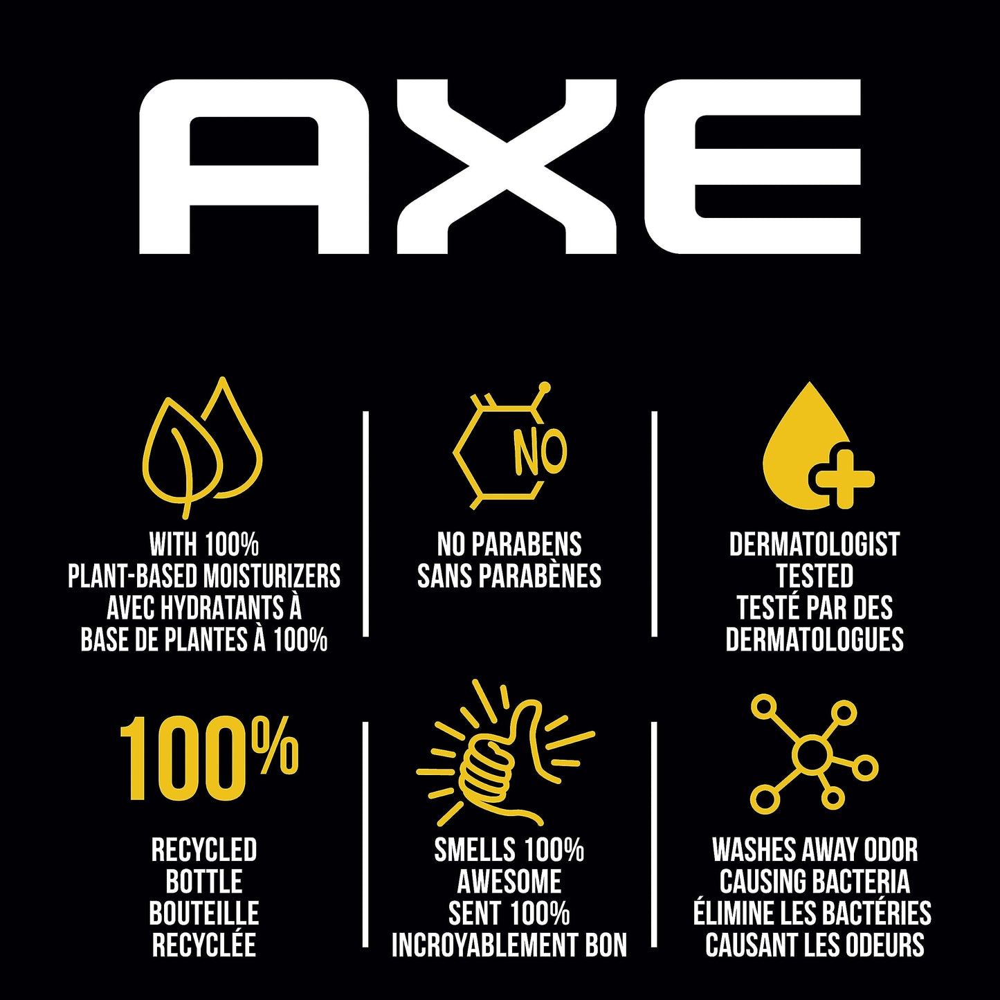 AXE Body Wash Charge and Hydrate Sports Blast Energizing Citrus Scent Men's Body Wash 100 percent Recycled Bottle 16 oz (Pack of 4)