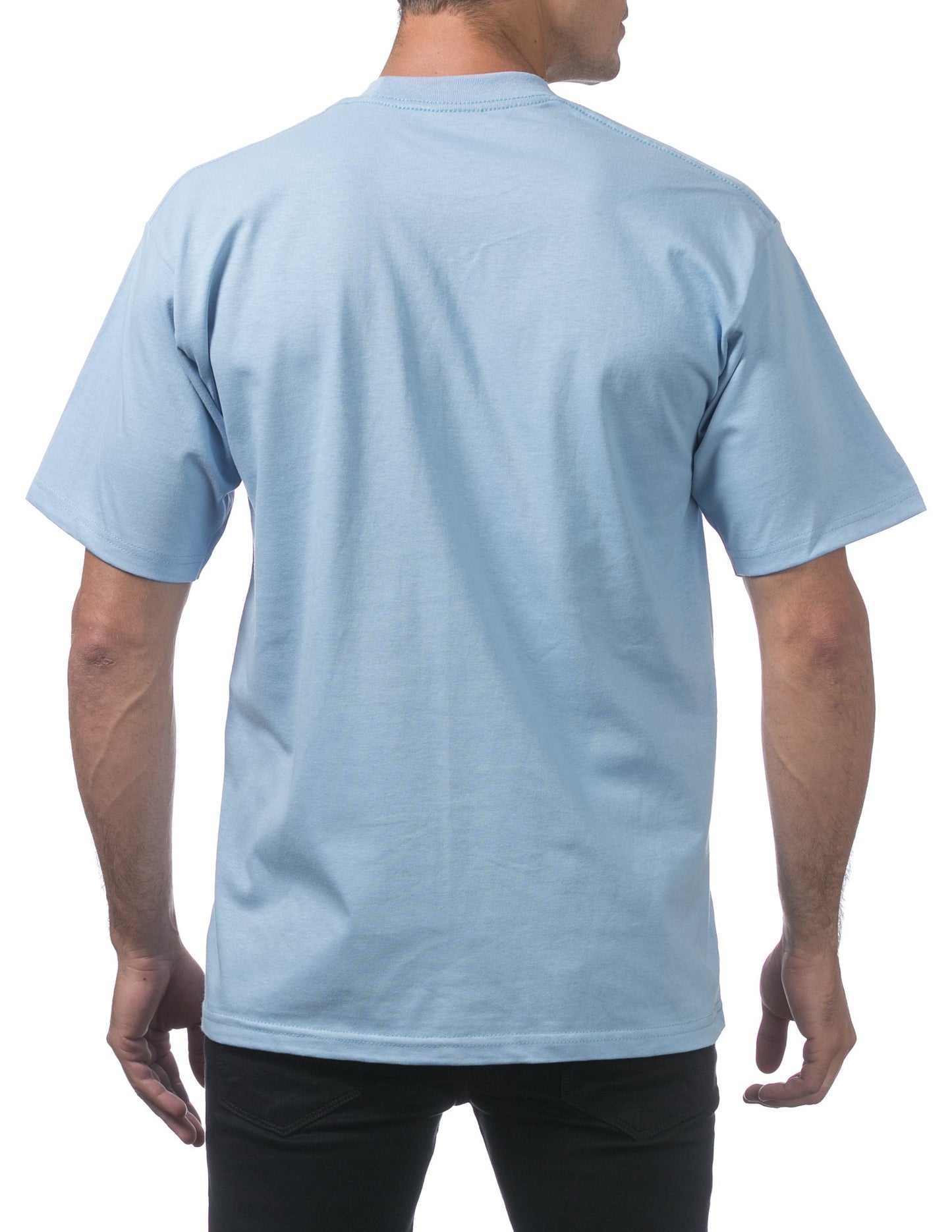 Pro Club Men's Heavyweight Cotton Short Sleeve Crew Neck T-Shirt, Sky Blue, Small