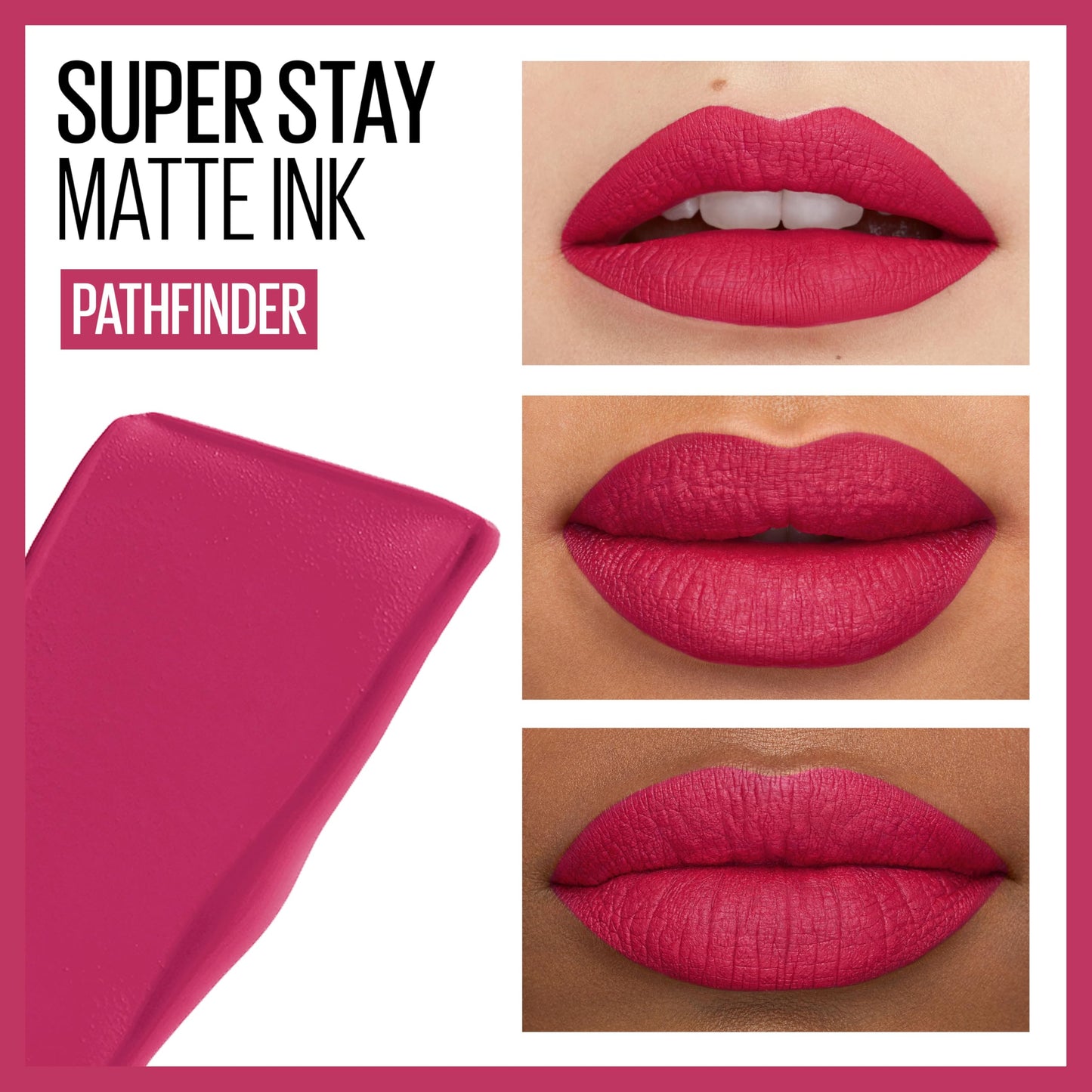 Maybelline Super Stay Matte Ink Liquid Lipstick Makeup, Long Lasting High Impact Color, Up to 16H Wear, Pathfinder, Berry Pink, 1 Count