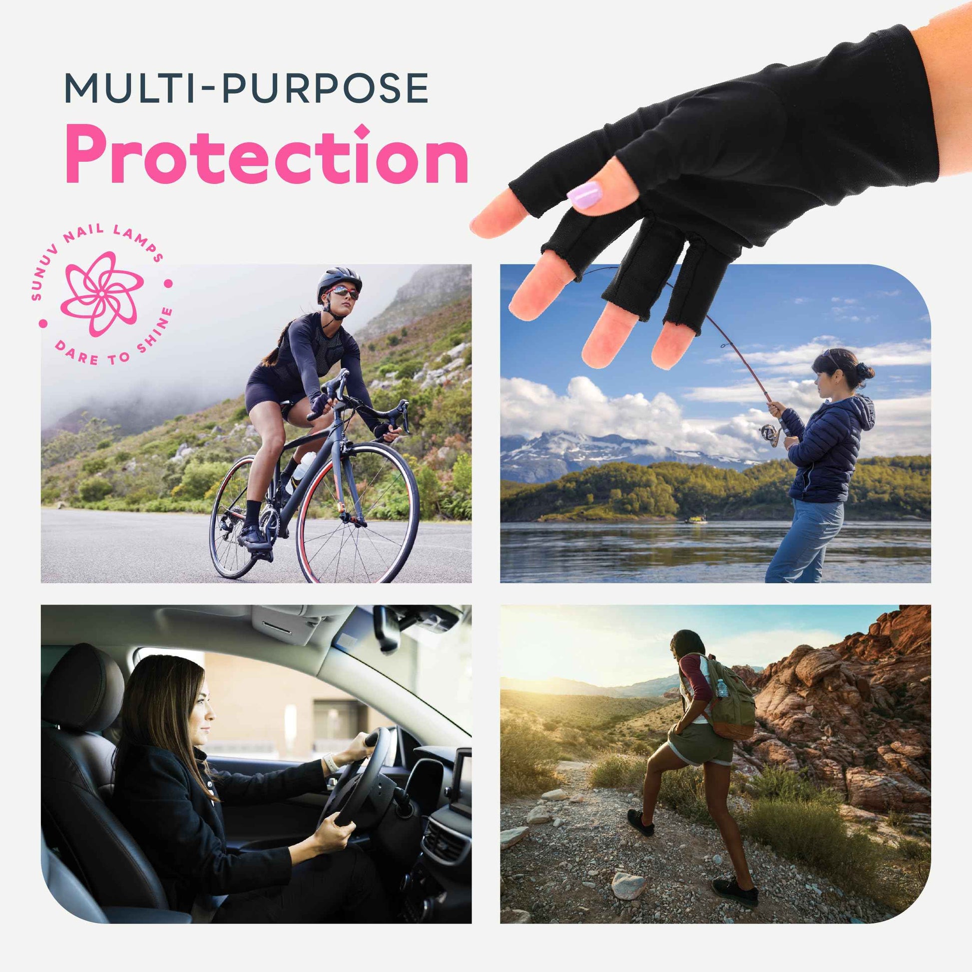 SUNUV LED Nail Lamp, UV Light Gloves for Gel Nails, Fingerless UPF 50+ Anti UV Gloves for Gel Lamp, Nails Dryer with Sensor 2 Timers SUNONE White