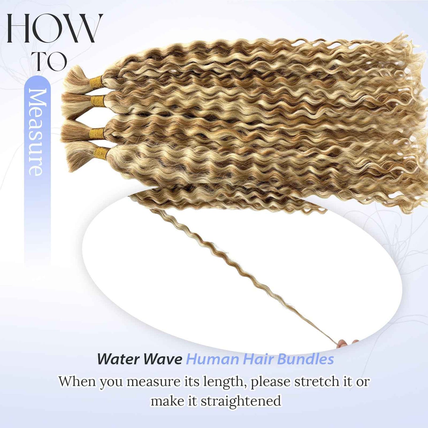 Highlight Human Braiding Hair for Boho Braids, 27/613 Curly Boho Human Hair for Braiding Highlights Blonde Deep Water Wave Bulk Human Hair Color 27 and 613 Bohemian Knotless Braids Two Bundles