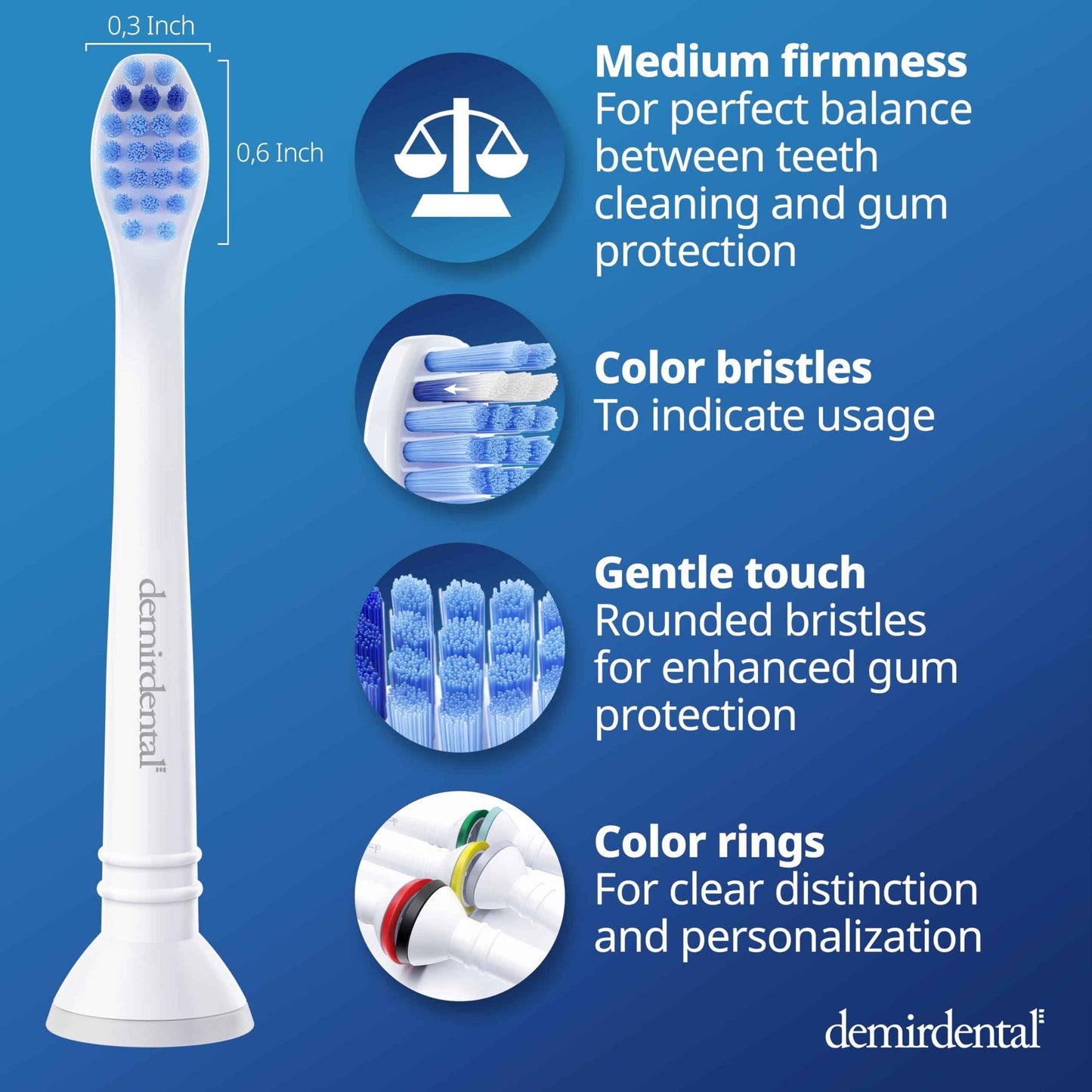 Toothbrush Heads mini Medium Compatible with Philips Sonicare Toothbrush Heads - Small Medium Replacement Heads - Daily Precision Brush Heads - White - Replaces HX6028-8 Pack