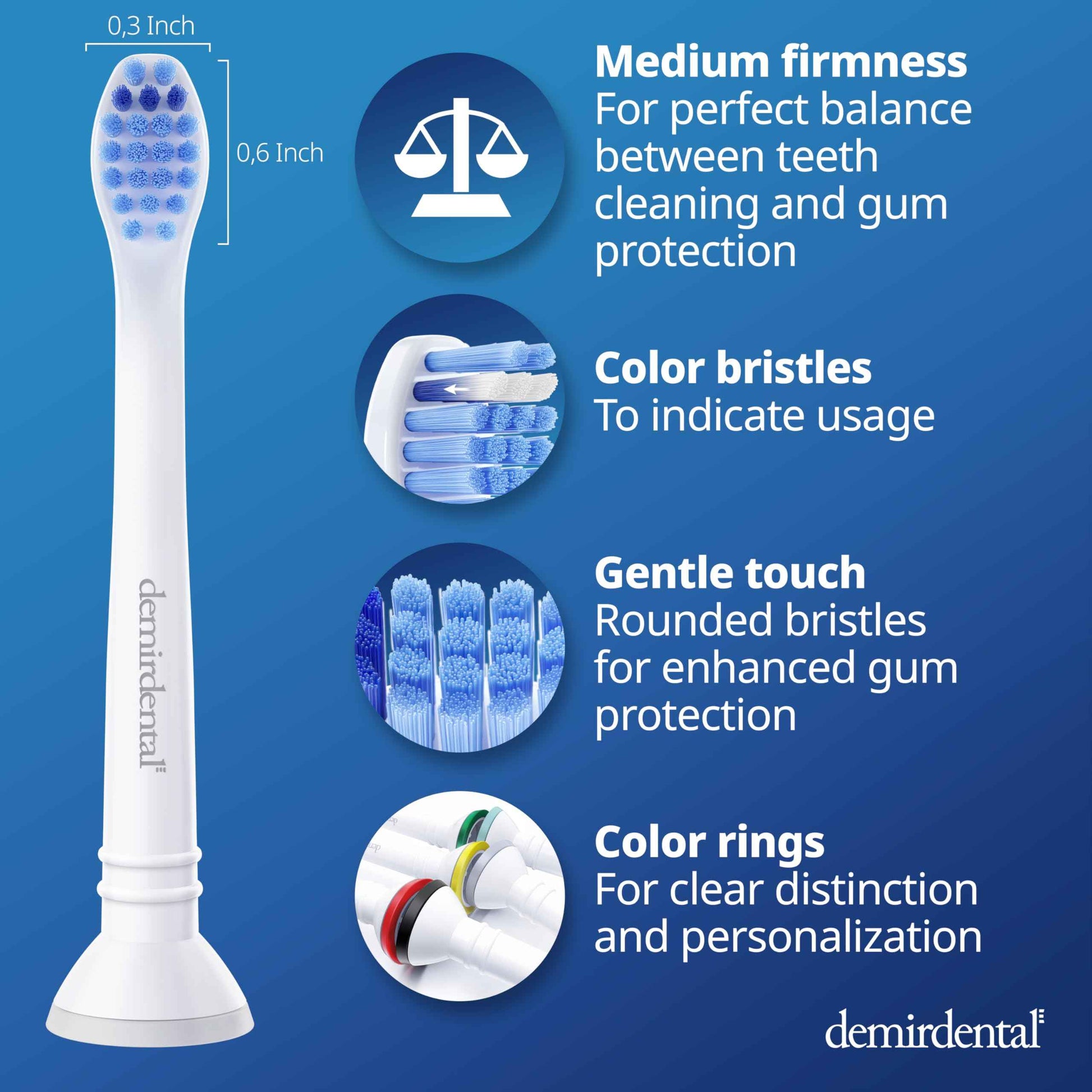 Toothbrush Heads mini Medium Compatible with Philips Sonicare Toothbrush Heads - Small Medium Replacement Heads - Daily Precision Brush Heads - White - Replaces HX6028-8 Pack