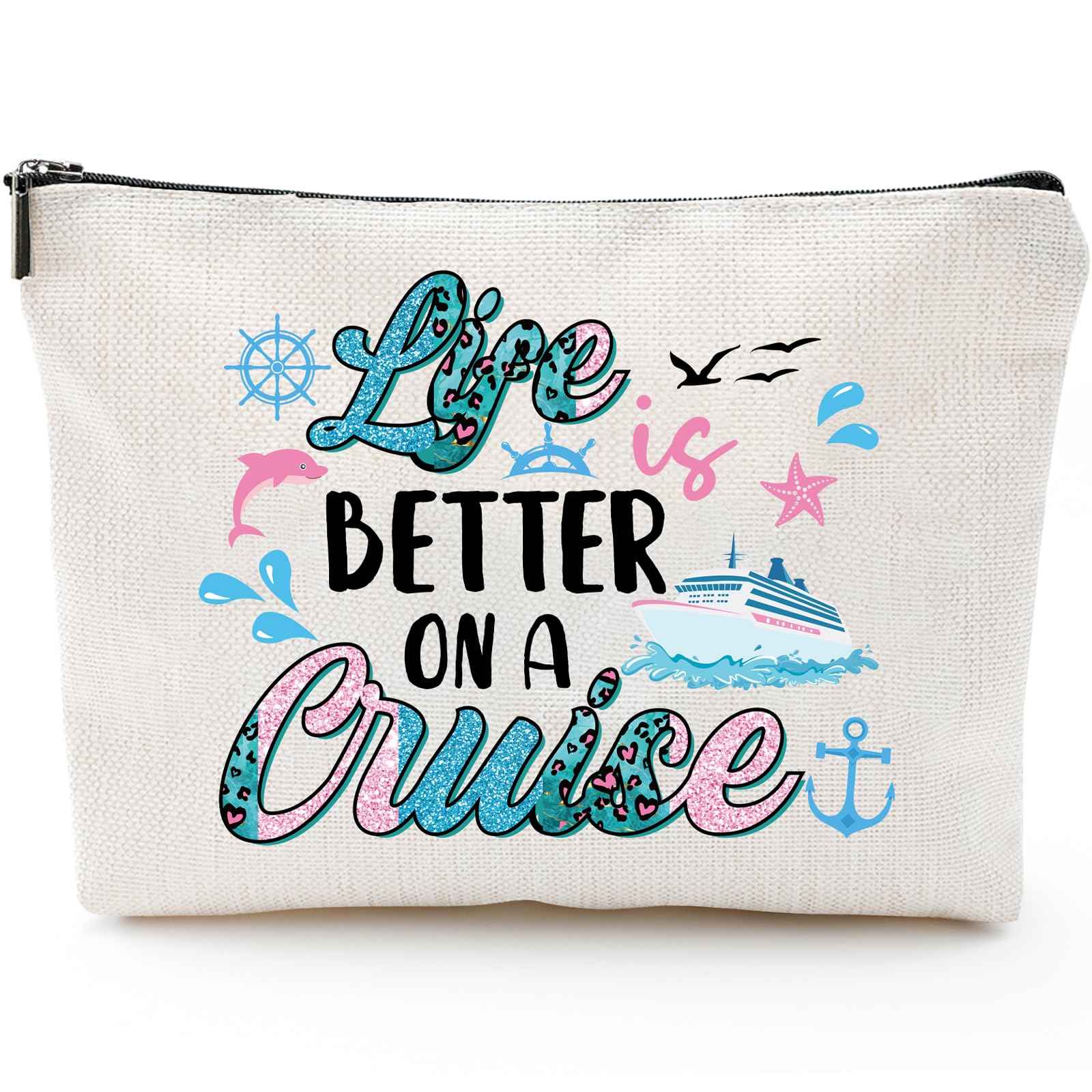 Sitsink Cruise Lovers Gifts for Women - Unique Vacation Cosmetic Bags, Summer Makeup Bags for Women, Anchor Gifts for Girls BFF Birthday