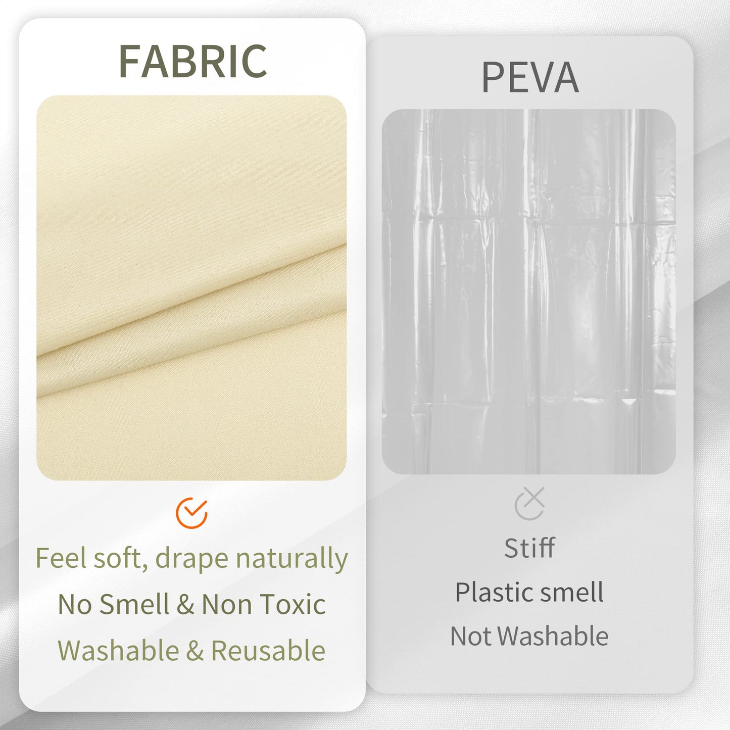 ALYVIA SPRING Cream Fabric Shower Curtain Liner Waterproof - Soft & Light-Weight Cloth Shower Liner with 3 Magnets, Hotel Quality & Machine Washable - Standard Size 72x72, Cream