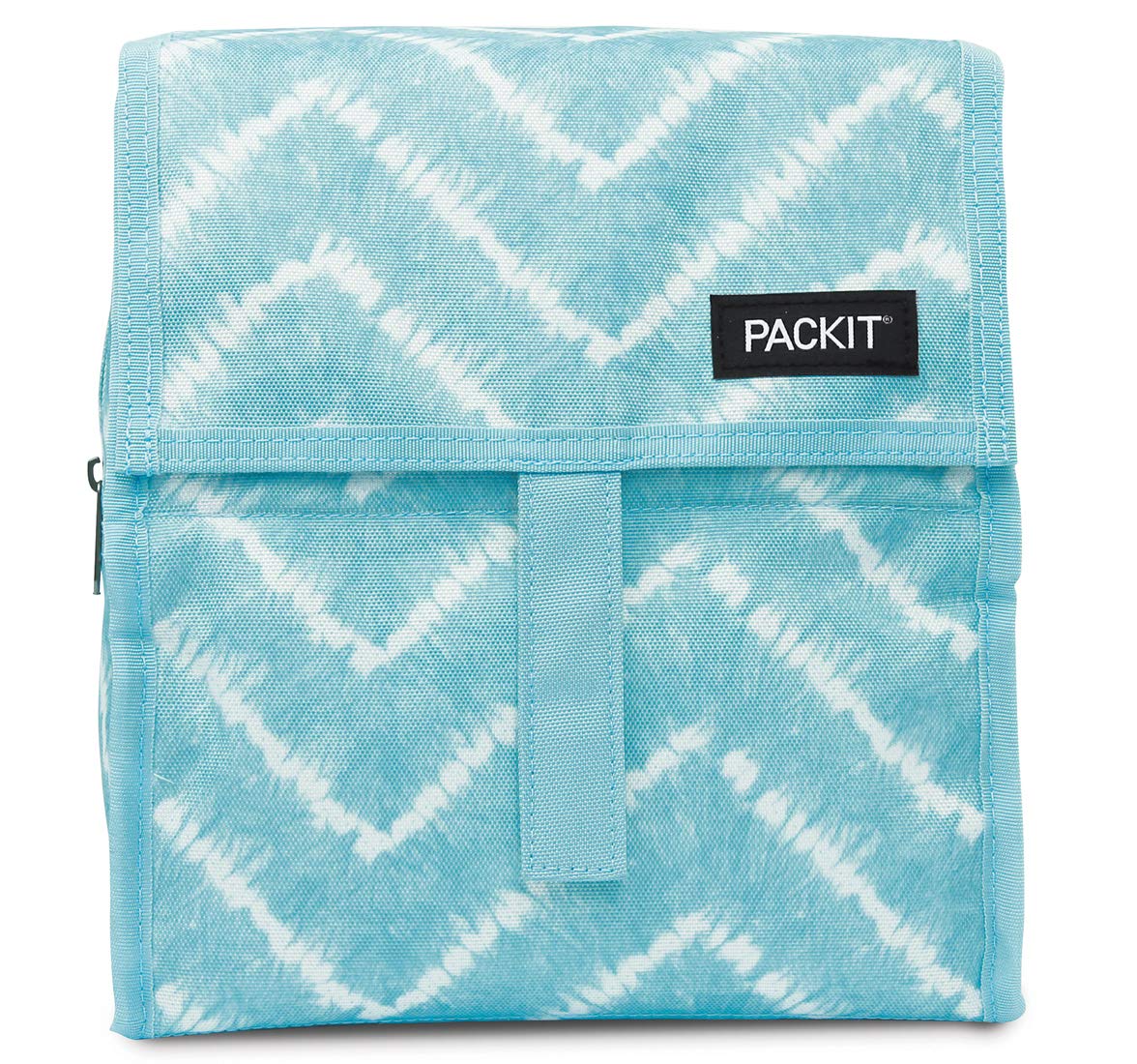 PackIt Freezable Lunch Bag, Aqua Tie Dye, Built with EcoFreeze Technology, Foldable, Reusable, Zip and Velcro Closure with Buckle Handle, Perfect for Lunches