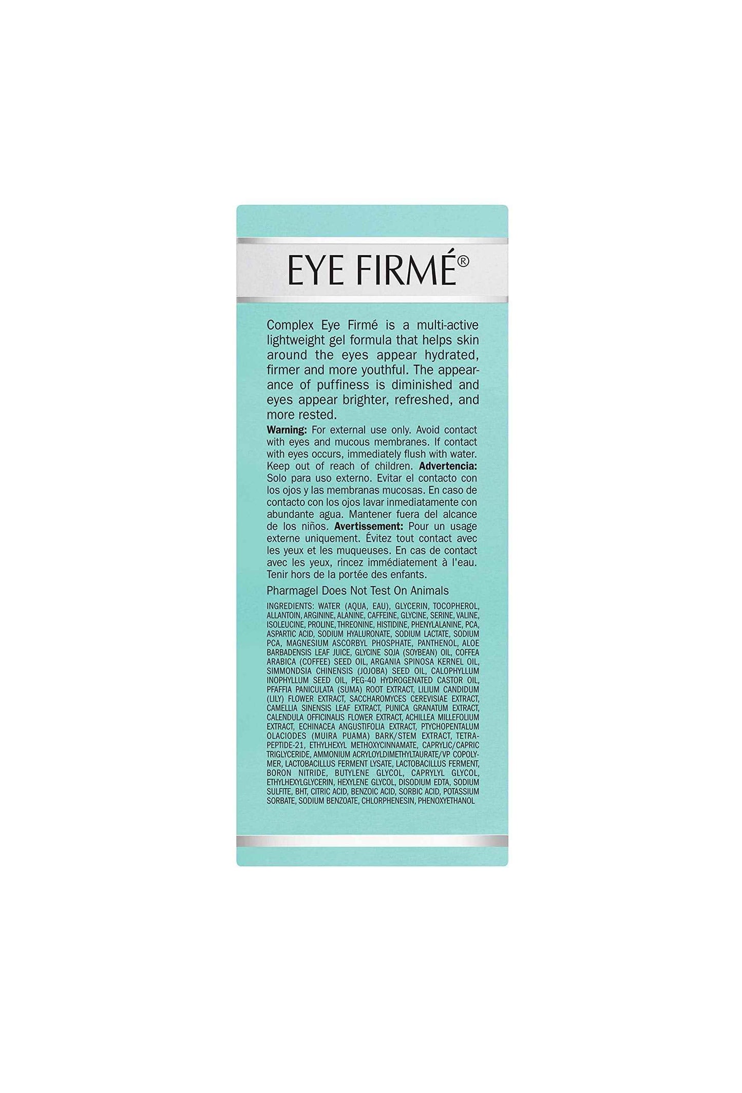 Pharmagel Eye Firme | Eye Gel for Natural Firming, Puffiness, and Wrinkles | Dark Circles Under Eye Treatment | Under Eye Bags Treatment - 1 fl. oz.