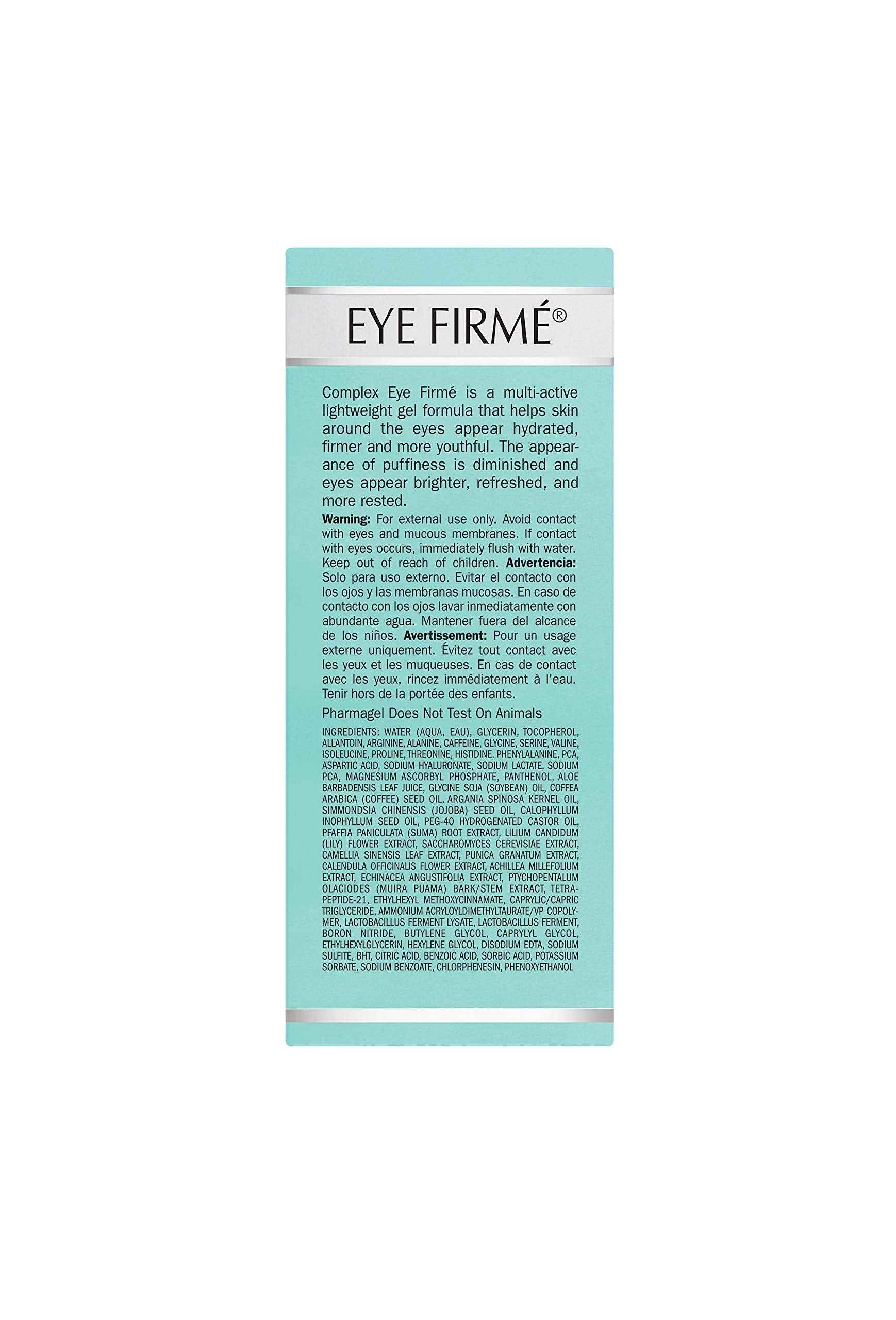 Pharmagel Eye Firme | Eye Gel for Natural Firming, Puffiness, and Wrinkles | Dark Circles Under Eye Treatment | Under Eye Bags Treatment - 1 fl. oz.