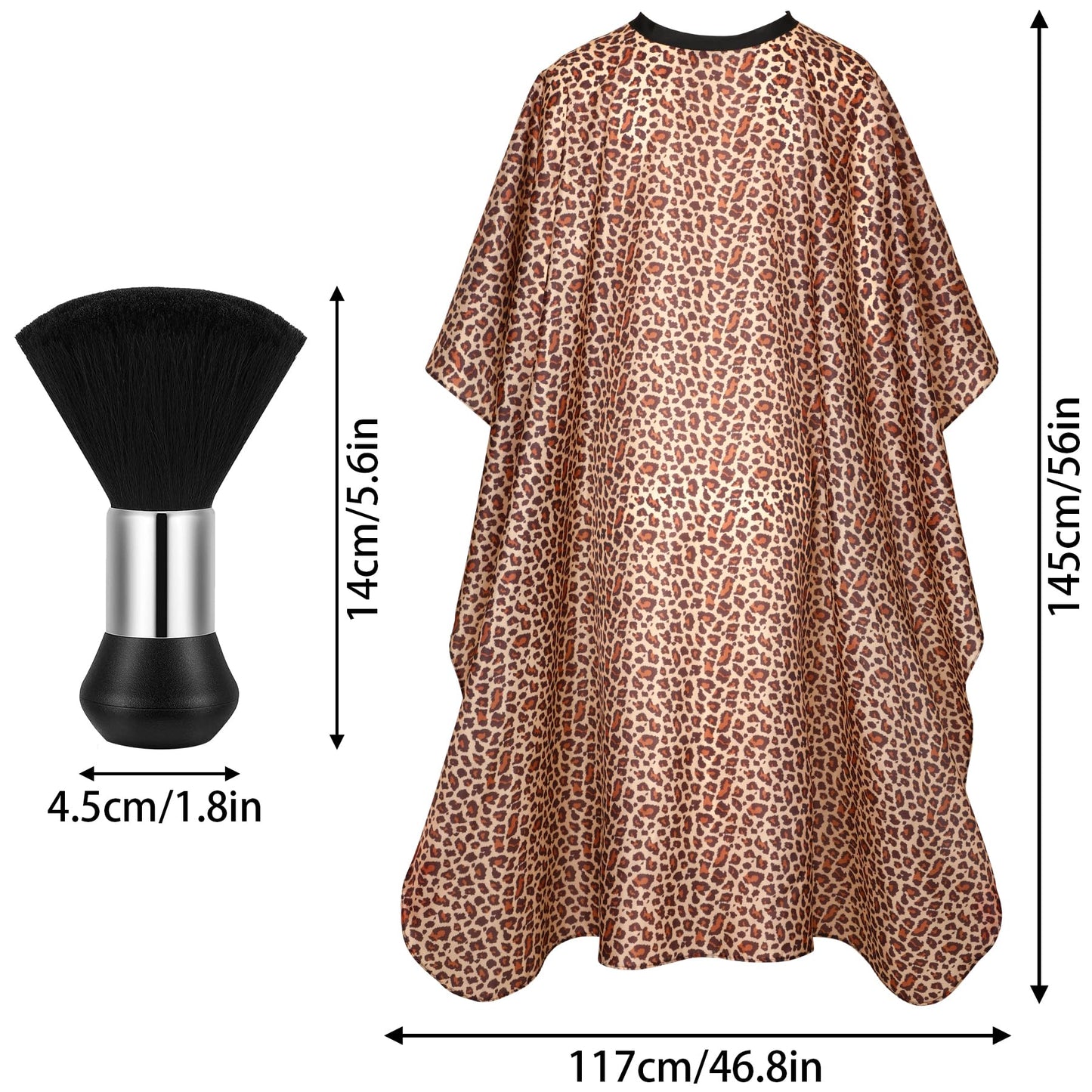 NOVWANG Hair Cutting Cape, Professional Hair Cutting Cape with Adjustable Snap Closures, Leopard Salon Barber Cape and Neck Duster Brush for Haircut Beard Hairdressing 46.8 × 56 Inch