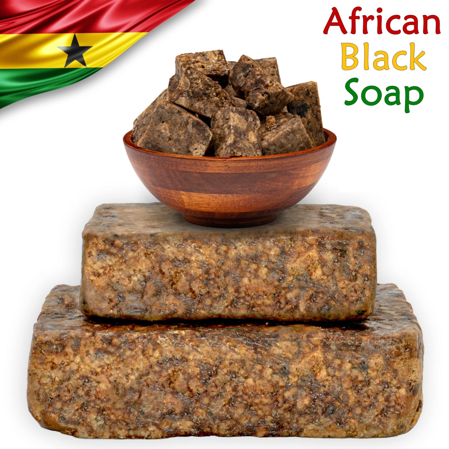 Raw African Black Soap 5 lbs. Bulk Bars 100% Pure Natural From Ghana. Acne Treatment, Aids Against Eczema & Psoriasis, Dry Skin, Scars and Dark Spots. Great For Pimples, Blackhead.