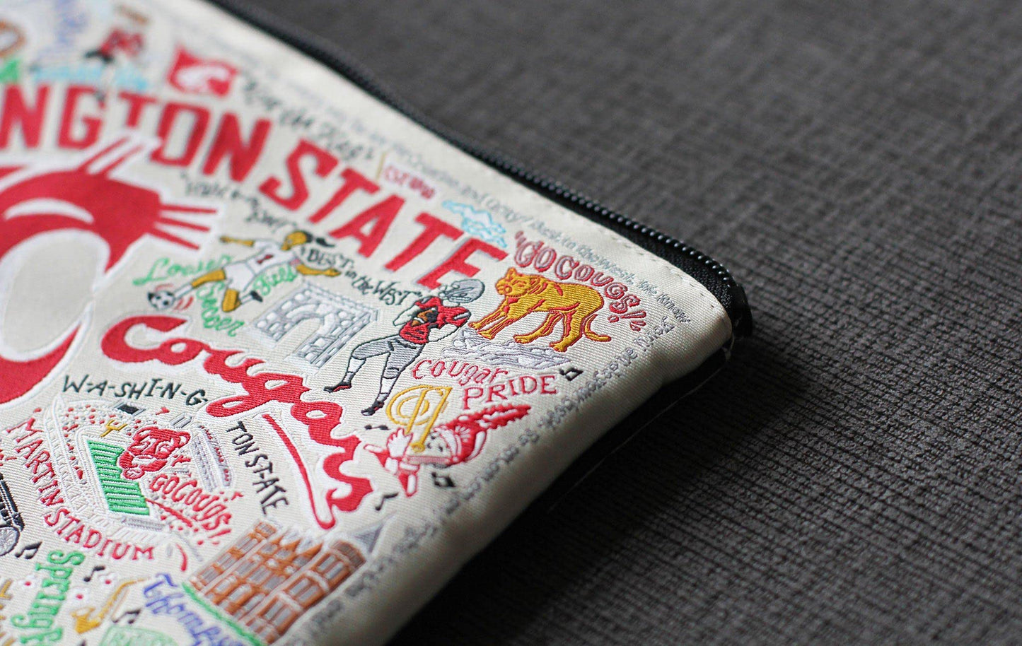 Catstudio Collegiate Zipper Pouch, Washington State University Travel Toiletry Bag, Ideal Gift for Alumni, Makeup Bag, Dog Treat Pouch, or Travel Purse Pouch