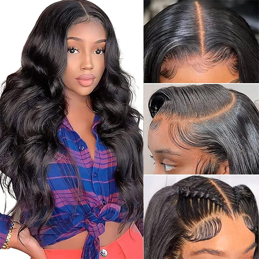 26 Inch Body Wave Lace Front Wigs Human Hair Pre Plucked 180% Density 13x4 HD Lace Front Wigs for Women Glueless Wigs Black Unprocessed Brazilian Virgin Human Hair with Baby Hair Bleached Knots