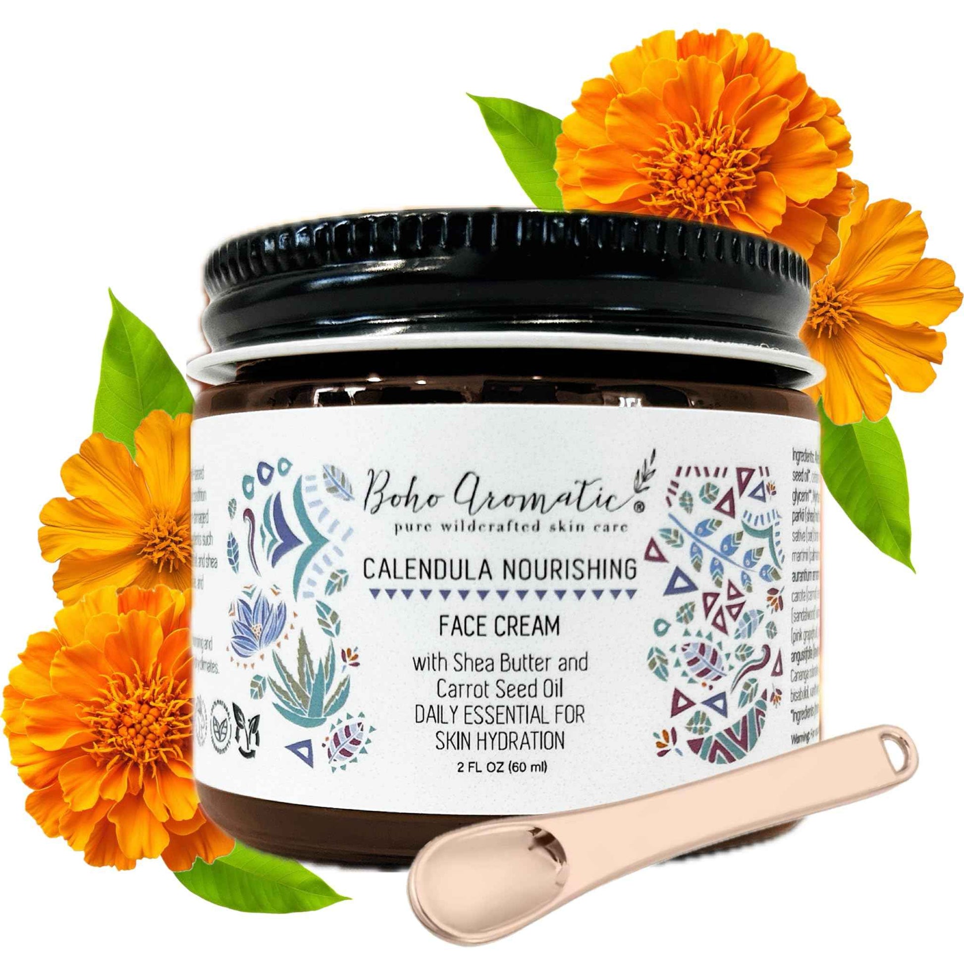 Boho Aromatic Calendula Nourishing Face Cream for Dry Skin, Natural & Organic Facial Cream, Hydrating and Moisturizing skin care product, Vegan Face Cream, calendula face cream, Facial Moisturizer