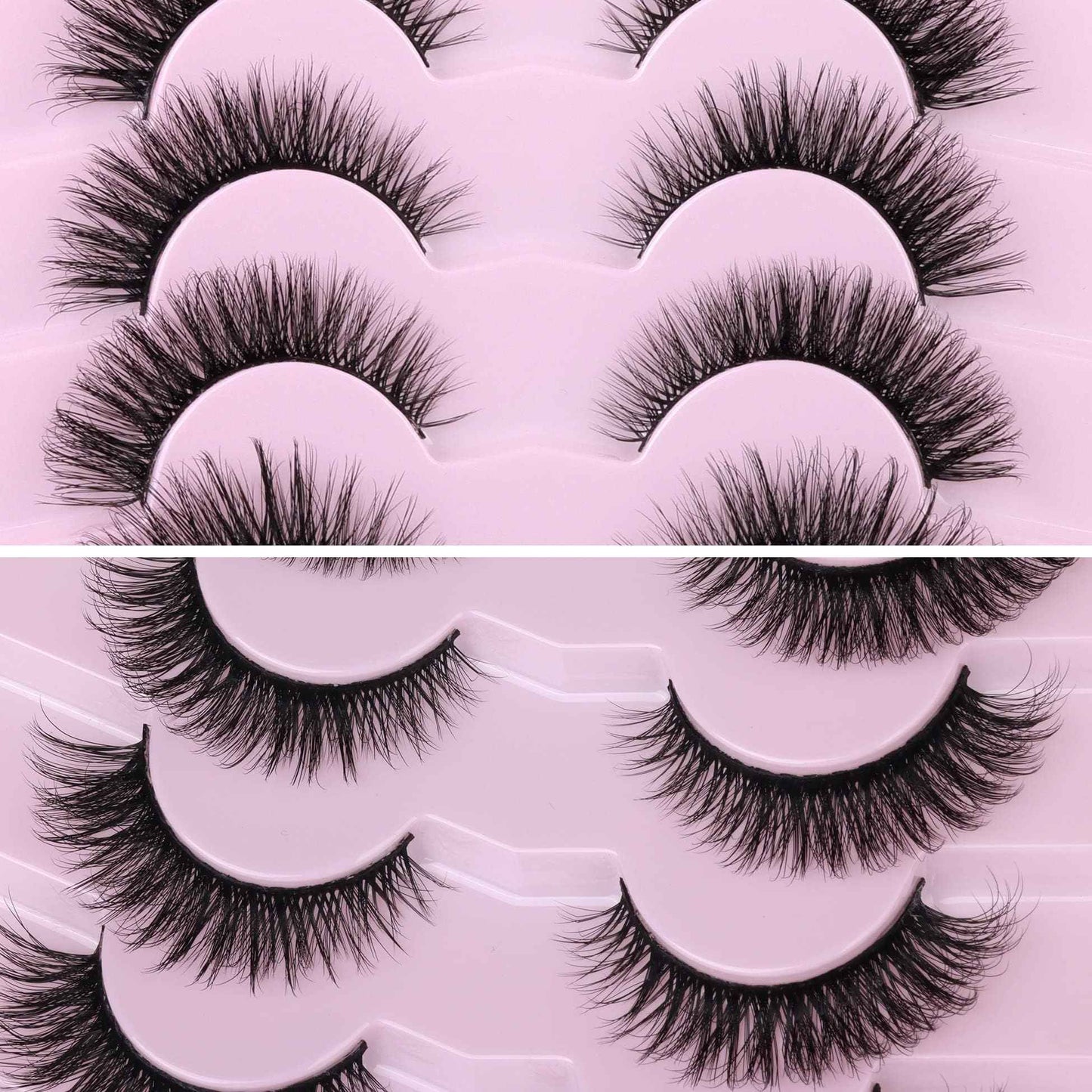 False Eyelashes Cat Eye Lashes Dramatic Fake Eyelashes Natural Look 7 Pairs 10-20 MM Fox Eye 8D Wispy Full Extension Pack Volume Thick Faux Mink Lashes Cruelty Free Light