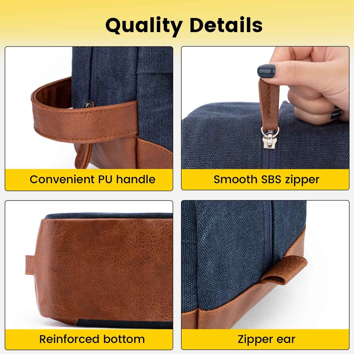 Vorspack Large Travel Toiletry Bag - Hanging Toiletry Bag for Men Water Resistant Canvas Shaving Bag with Large Capacity for Home Travel - Navy Blue